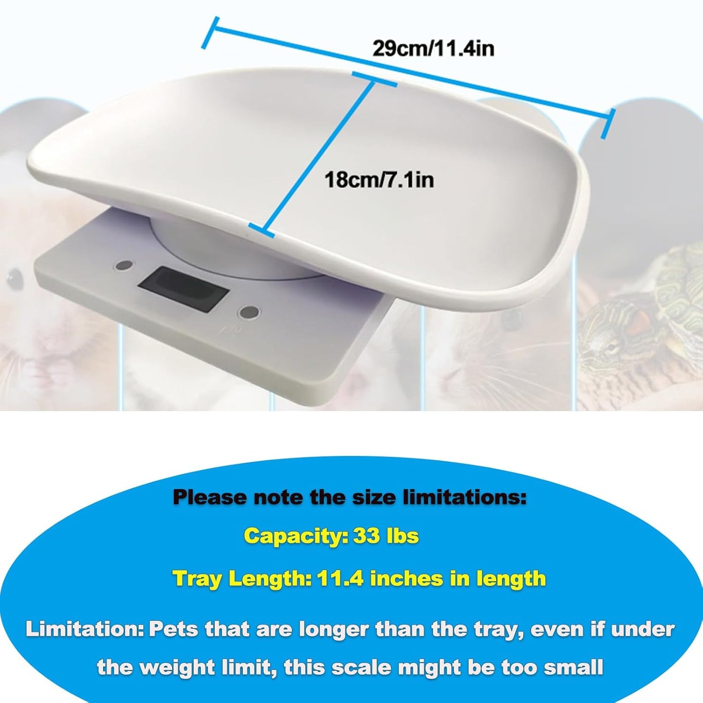 Digital Pet Scale,Puppy Scales for Weighing,Digital Small Animals Scales for Weighing,Whelping Supplies,Kitten Scale,Baby Scales for Small Dog Cat Crawl Pet,Capacity up to 33 lb