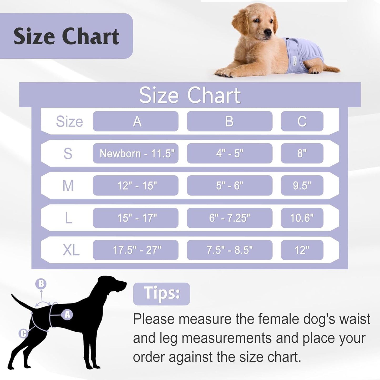 4 Pack Reusable Female Dog Diaper, Highly Absorbent Doggie Diapers for Female Dogs, Dog Diaper Small, Yellow