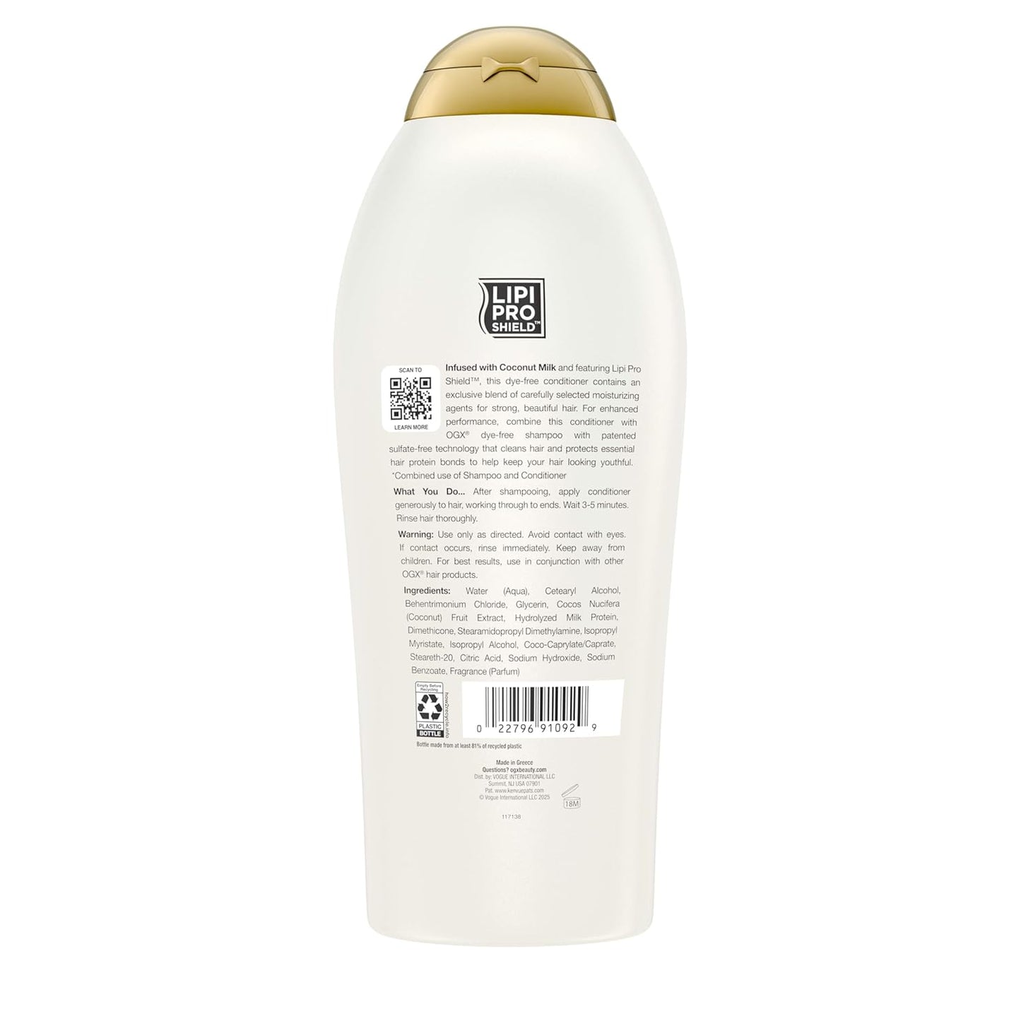OGX Nourishing + Coconut Milk Conditioner, Hydrating & Restoring Conditioner Moisturizes for Soft Hair After the First Use, Paraben-Free, Sulfate-Free Surfactants, 25.4 fl. oz