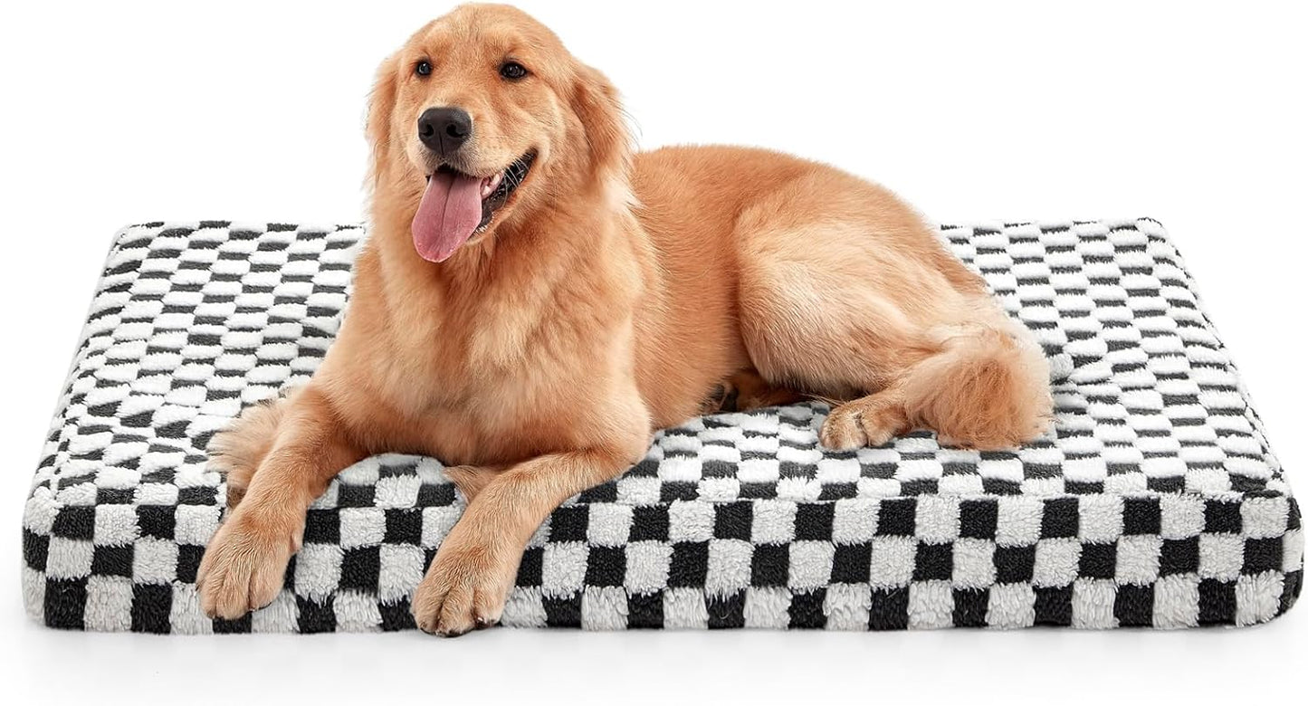 JOEJOY Dog Bed for Large Dogs, Large Orthopedic Dog Bed with Removable Washable Cover, Cute Modern Plush & Memory Egg Crate Foam Dog Bed, 36 x 27 inch, Grey