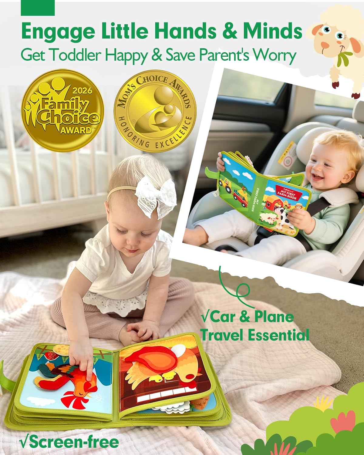 hahaland Busy Book for Toddlers 1-3 - Montessori Toys Busy Board for 1 Year Old Boy Gifts Girl Toys Educational Learning Quiet Activity Books Gifts Toddler Easter Basket Stuffers One Year Travel Toys