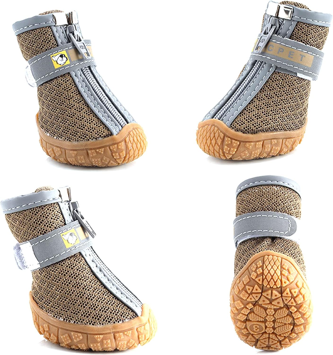 Pet Dog Shoes Mountain Wearable PVC Soles Dog Boots with Non-Slip Rubber Soles Reflective Straps for Walking Running