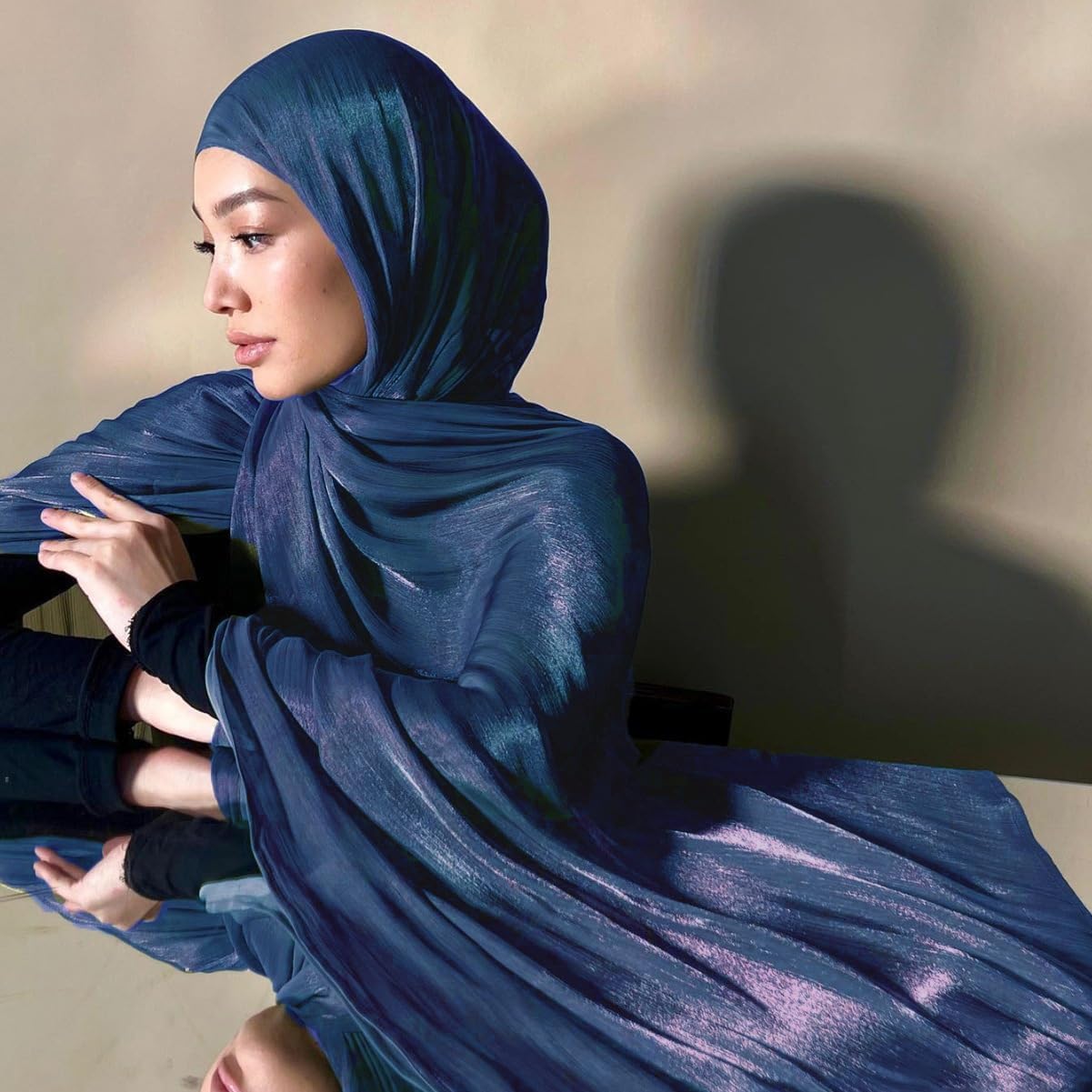Women Premium Hijab Head Scarf Lightweight Shimmer Scarves Crepe Wedding Shawls and Wraps for Evening Dresses Shiny
