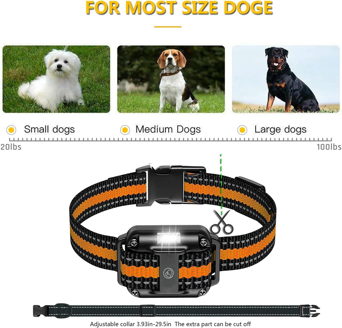 Dog Training Collar for 2 Dogs, 3300ft Remote Dog Shock Collar with Night LED Light, IPX7 Waterproof Rechargeable E-Collar, 4 Modes (Beep, Vibration, Shock) for Small Medium Large Dogs