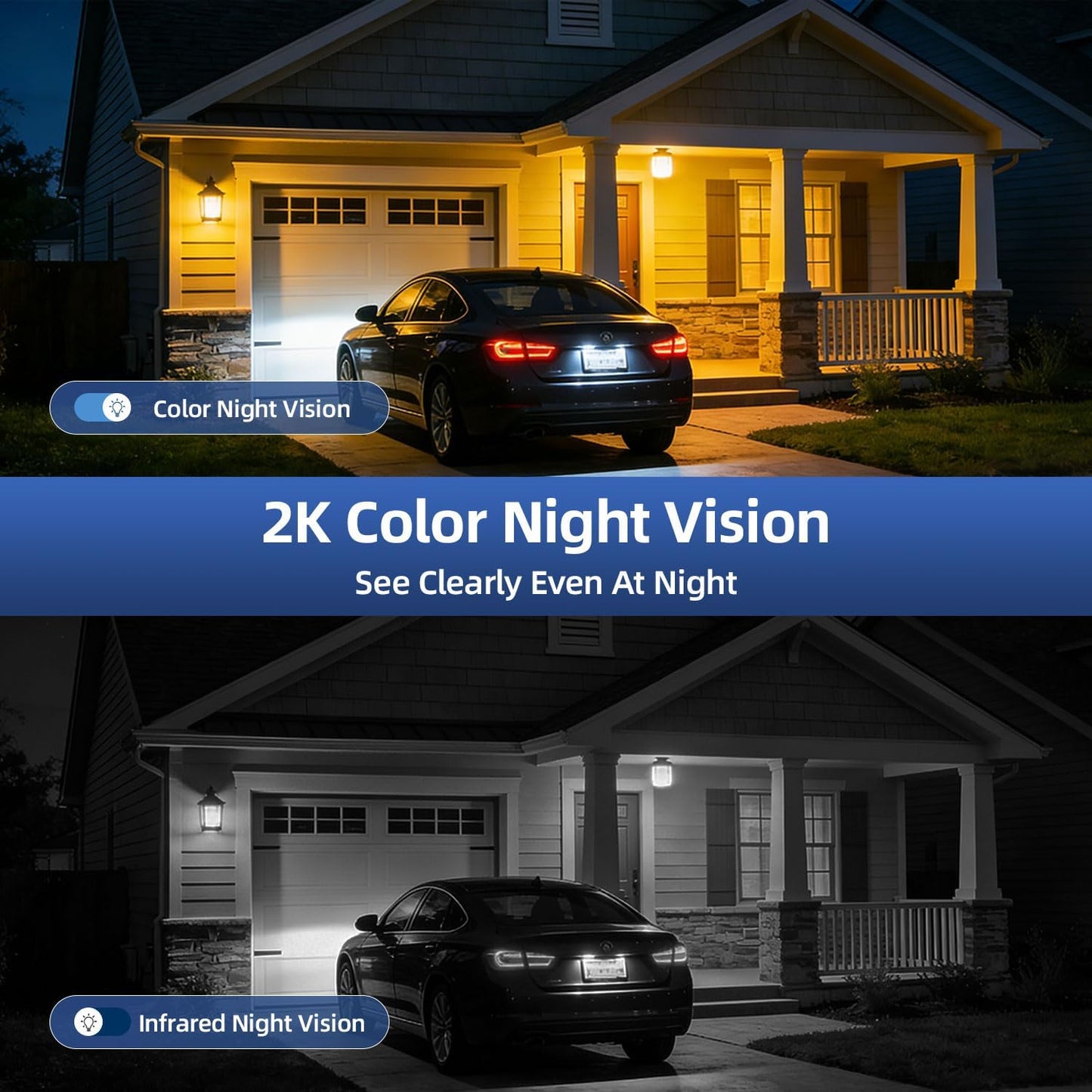 Security Cameras Wireless Outdoor 355° Pan Rotating 2K Color Night Vision Cameras for Home Security WiFi Battery Outdoor Camera Motion Detection 2-Way Talk IP65 Spotlight Siren SD/Cloud Storage 2 Pack