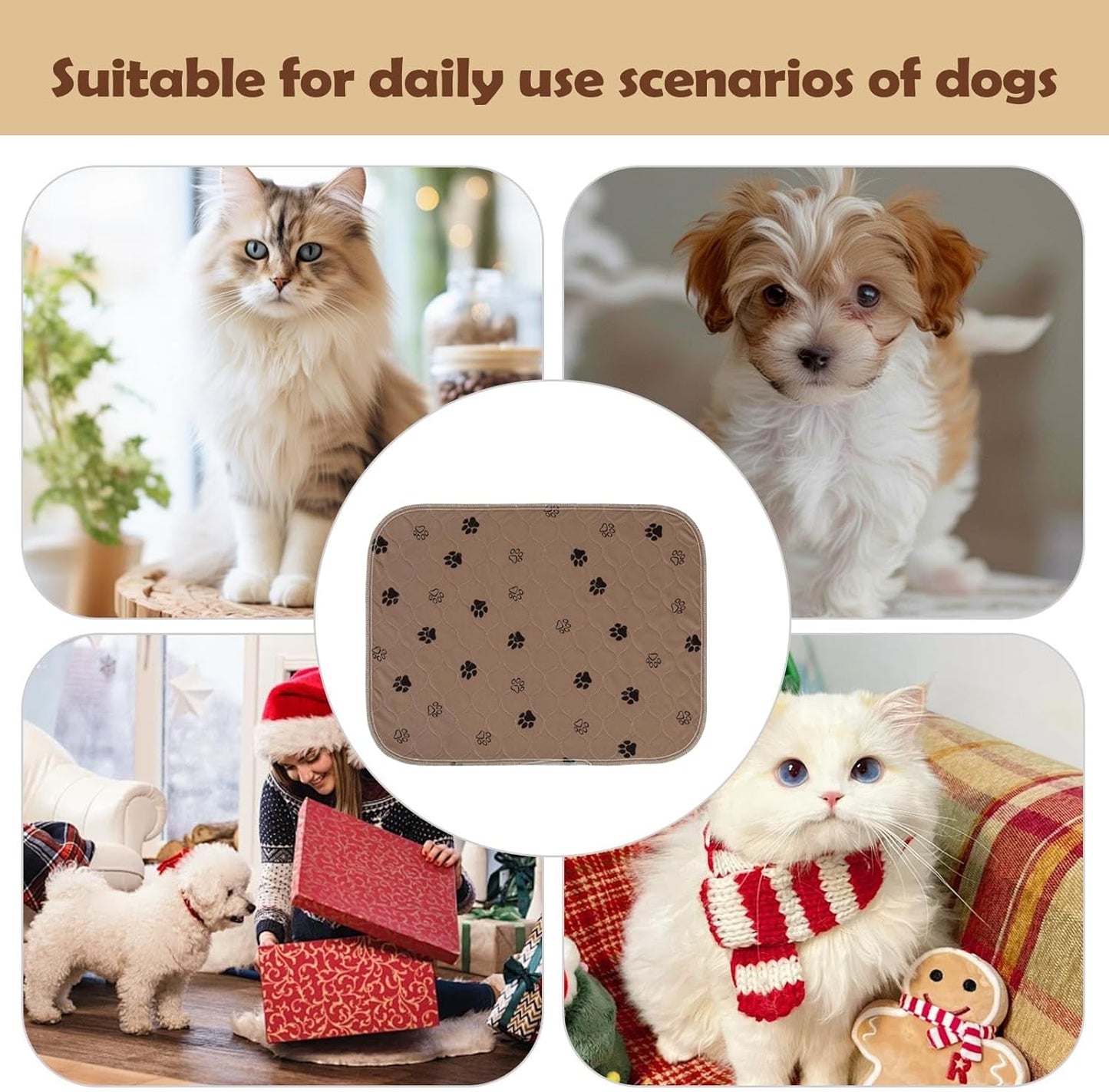 Puppy Pads, Quick-Dry Absorbent Reusable Potty Training Mat for Dogs, Indoor Pee Pads for Whelping, Crate, Kennel, Bed, Sofa &