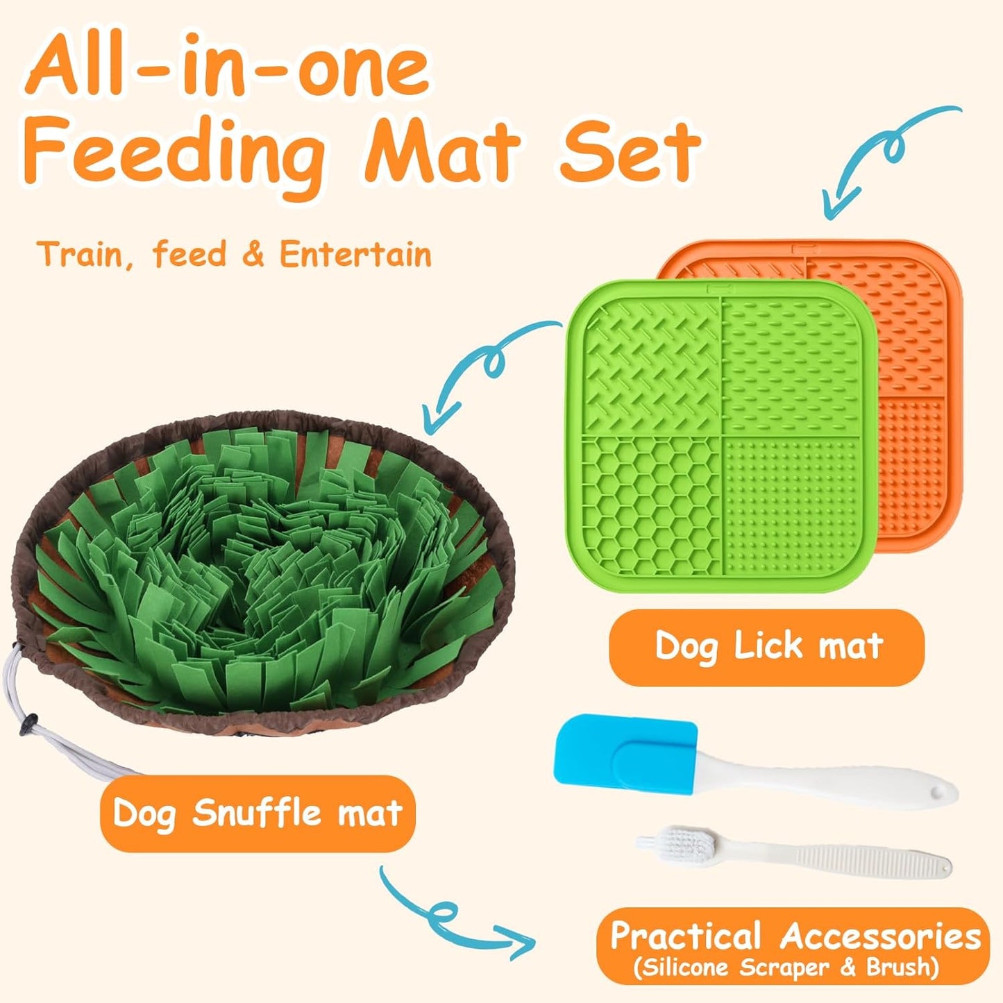Lick Mat For Dogs,Snuffle Mat For Dogs,Interactive Dog Toys,Toy Feeder Slow Mats Interactive Feeding for Pet Treat Puzzle Keep Busy Large Small Puppy Food Licking Stimulation Puppies Sniff Activity