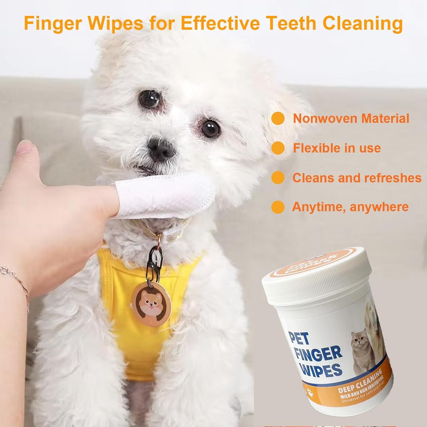 Poop Bags for Dogs, Poop Bags Rolls and Small Trash Bags for Waste Clean up and Dog Ear Wipes, Cleaner for Dog Ear Infection Treatment, Gentle and Safe Pet Ear Cleaning Finger Wipes