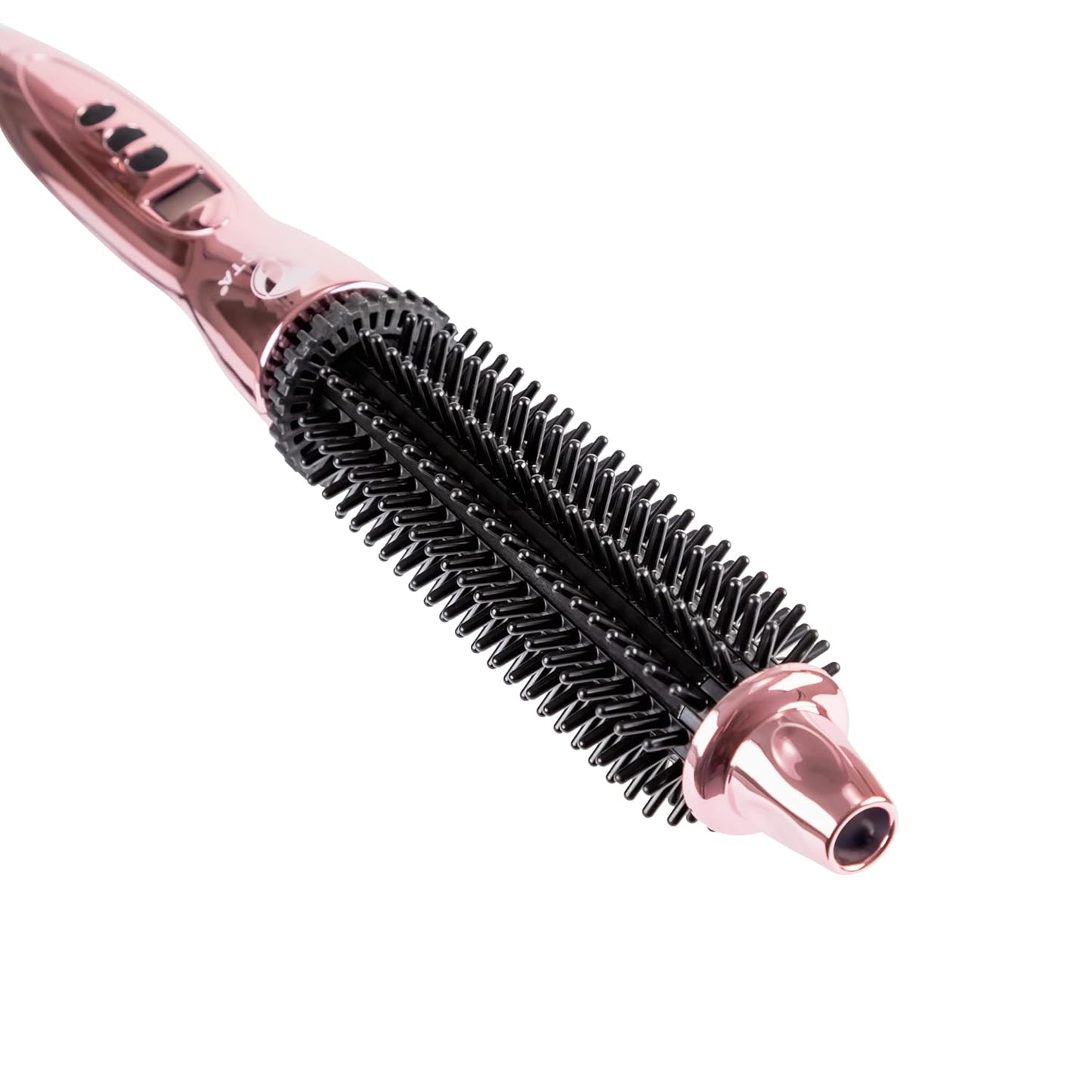 CALISTA Perfecter Pro Heated Round Brush | Lift, Volumize, and Style with No Heat Damage for Healthier-Looking Hair | 1.0" for Shoulder Length Styles | Dual Voltage & Adjustable Temp (1.0, Rose Gold)