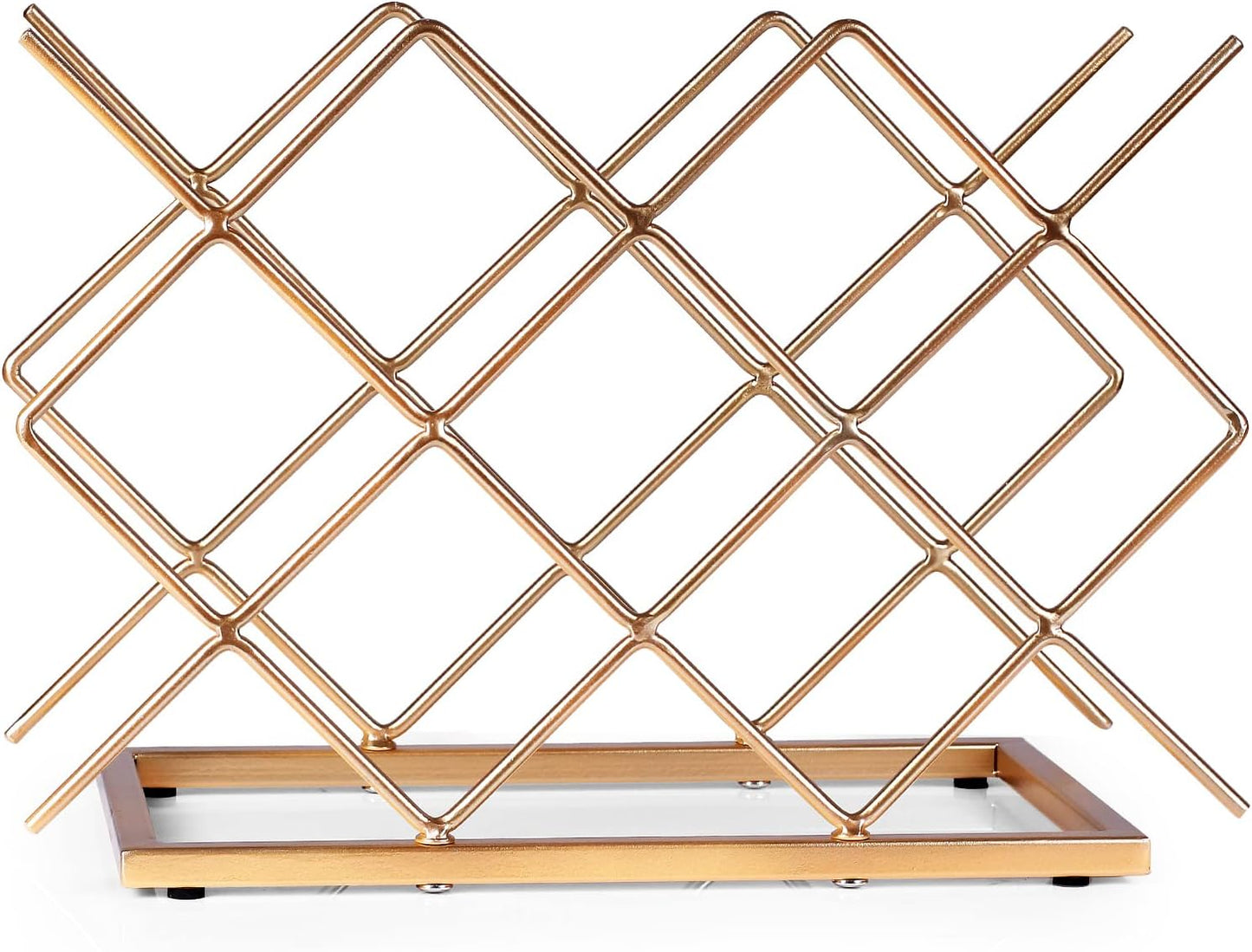Countertop Wine Rack - 10 Bottle Freestanding Modern Gold Metal Small Wine Rack - Tabletop Wine Holder Stand for Cabinet, Pantry, Wine Bottle Storag…