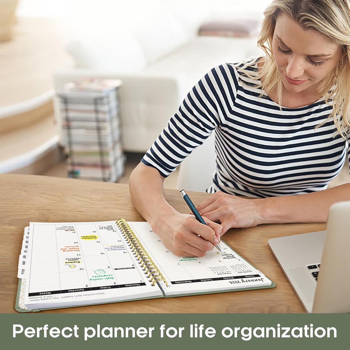2026 Planner, Weekly and Monthly Calender Planner, Jan 2026 to Dec 2026, Hardcover 2026 Calendar Book with Tabs & Inner Pocket, Office Home School Supplies for Women & Men - A5 (6.3" x 8.5"), Green