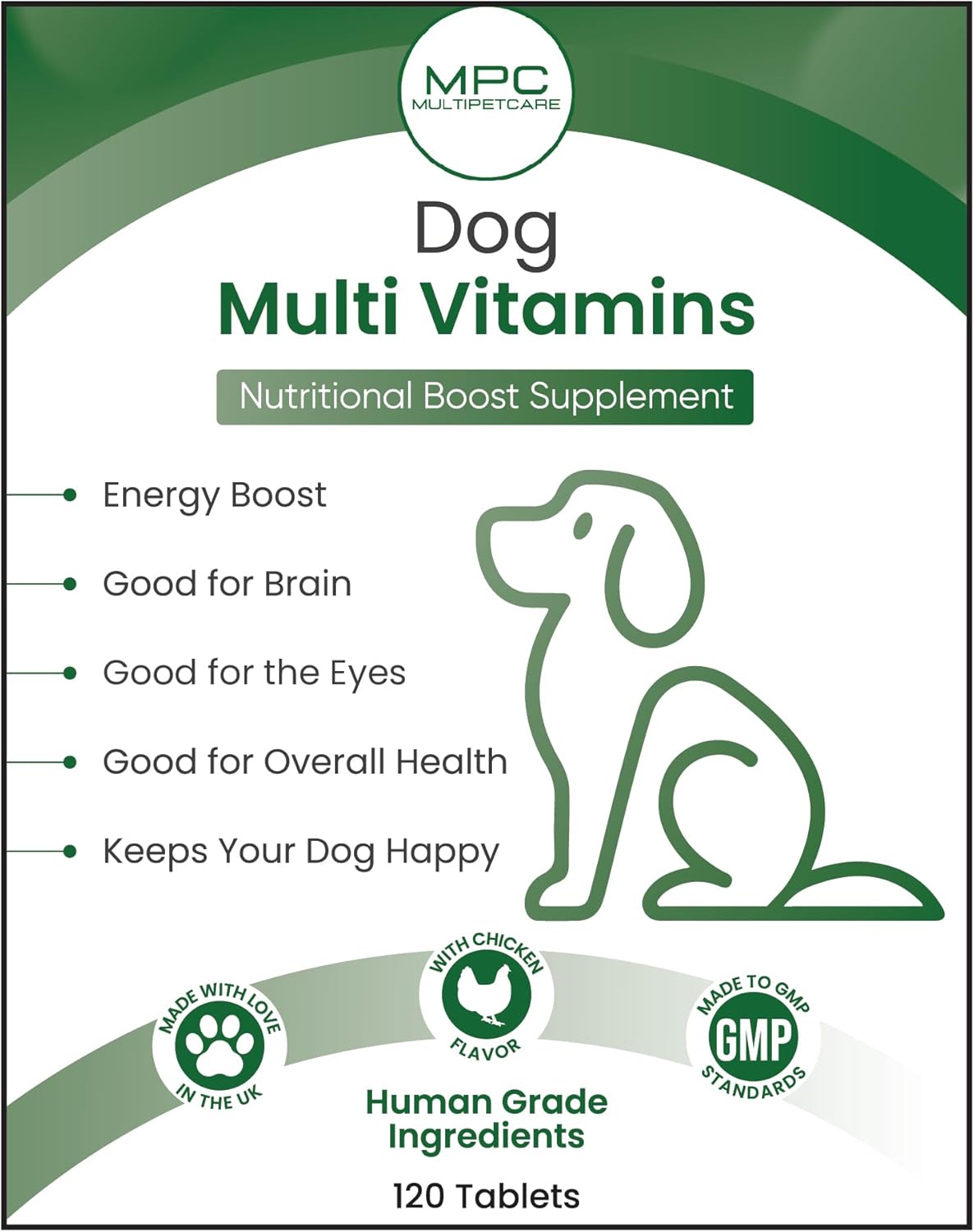 22-in-1 Dog Multivitamin | Essential Vitamins A C D3 E K1 + B-Complex, Calcium, Zinc & Iron | Chicken Flavored Tablets | Immune, Bone, Joint & Coat Support | UK GMP Certified | 120 Count
