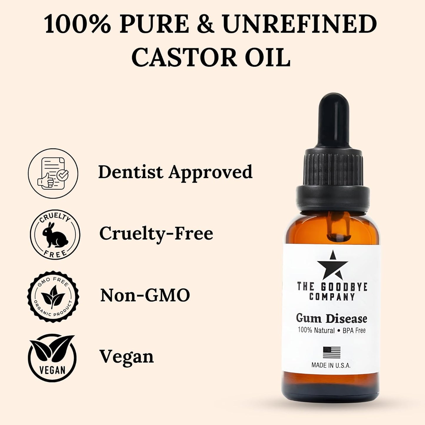 The Goodbye Company Gum Disease Treatment - 100% Pure Neem & Clove Oil - Natural Gingivitis Remedy - Non-Toxic, BPA-Free Oral Care - Fast-Acting Gum Healer (30ml)