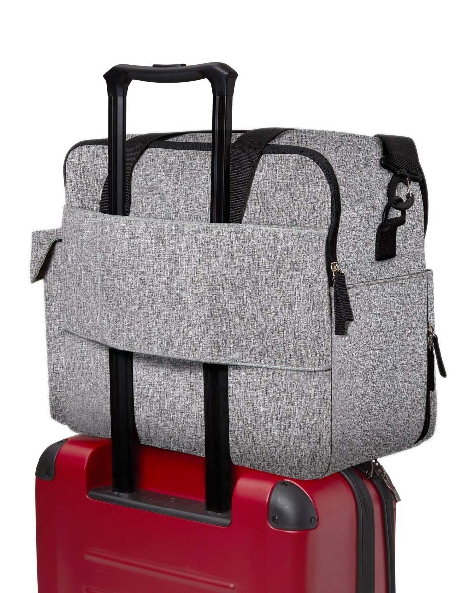 Skip Hop Diaper Bag: Iconic Duo Weekender, Extra Large Capacity with Changing Pad & Stroller Attachment, Grey Melange