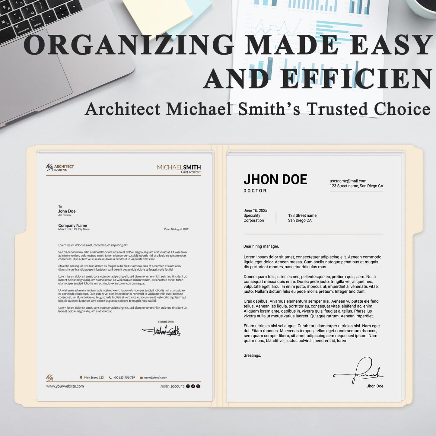 Manila Folders 8.5 x 11 | 1/3 Cut File Folders Letter Size | Manilla File Folders 8.5 x 11 Pack of 100 | Paper Folders for Documents, Business, School, Classroom and Office Supplies.