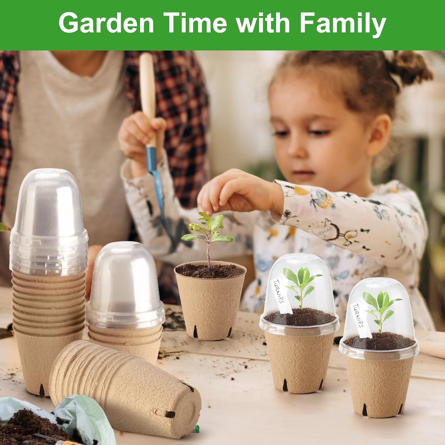 36 Set 3.15 Inch Peat Pots Plant Starters for Seedling with Humidity Dome,Herb Seed Starter Pots Kits, Garden Germination Nursery Pot wit 36 Plant Labels, 2 Transplant Tools.