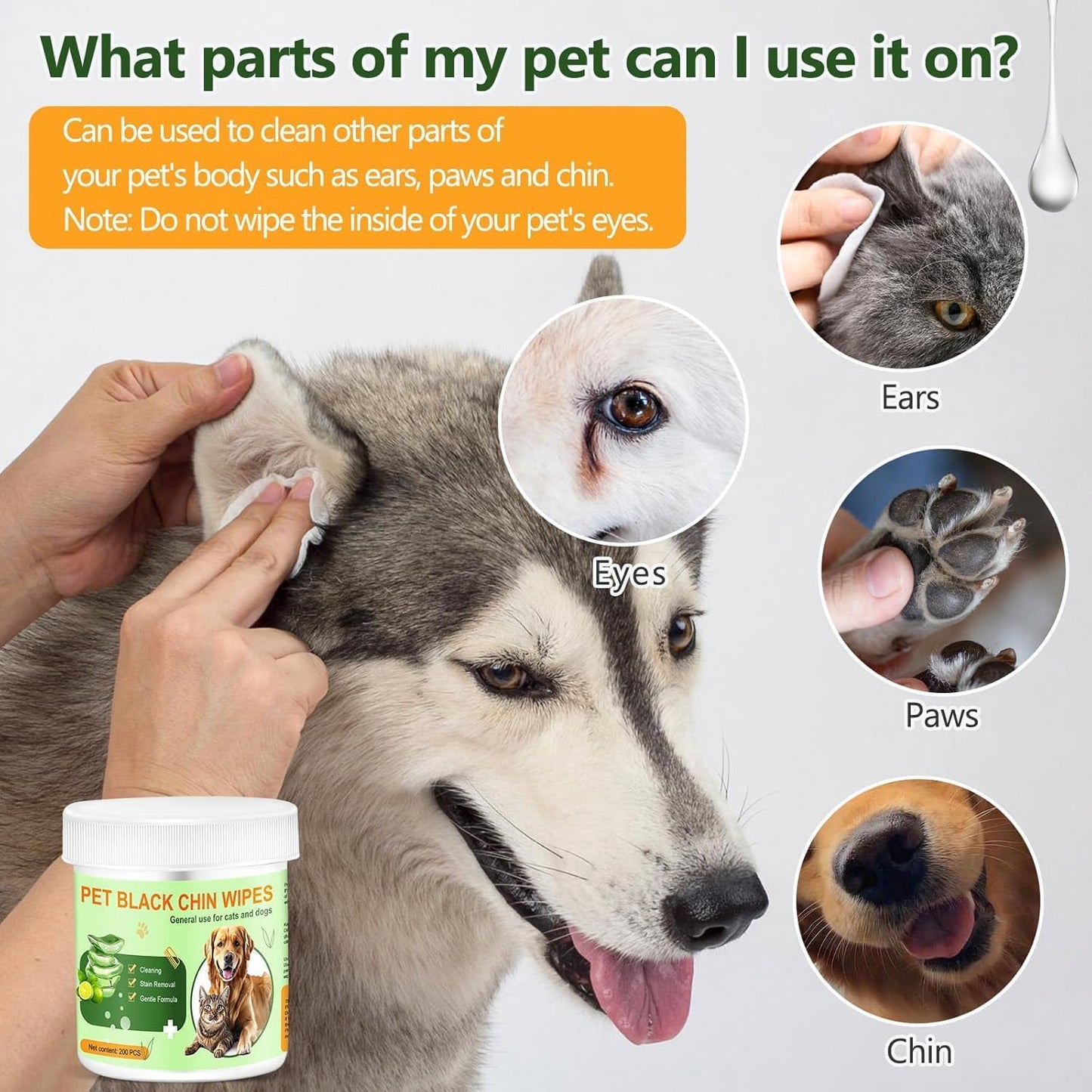 Pet Wipes for Dogs and Cats, All Purpose Cleaning Wipes for Paws, Ears, Butt, Face and Eyes, Unscented Extra Thick, Easy to Carry