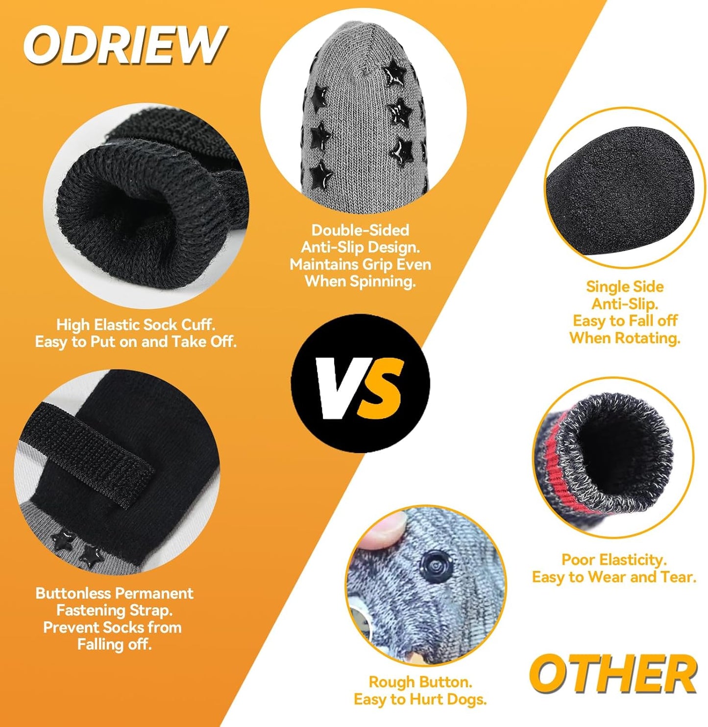 Non Slip Dog Socks to Prevent Licking Paws - Dog Booties for Hardwood Floors Anti Slip - Grippy Socks for Senior Dog - Double Side Paw Protector Prevent Scratching for Hot Pavement. (Grey, L)