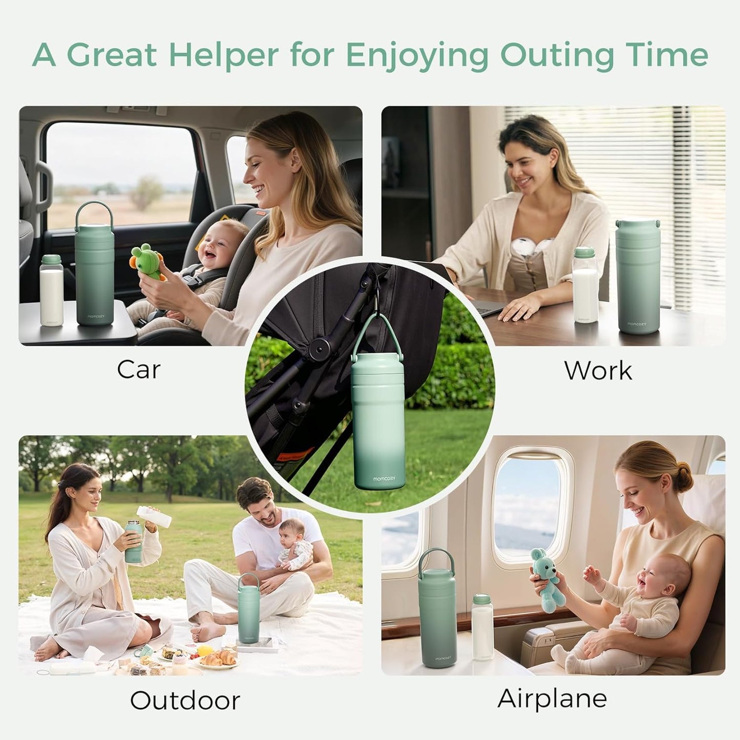 Momcozy Portable Breast Milk Cooler for Travel, 24H Ice-Free Cooling Breastmilk Storage Bottles Container, 12 Ounces Leak Proof Outdoor Small Freezer, Baby Breastfeeding Essential for New Moms