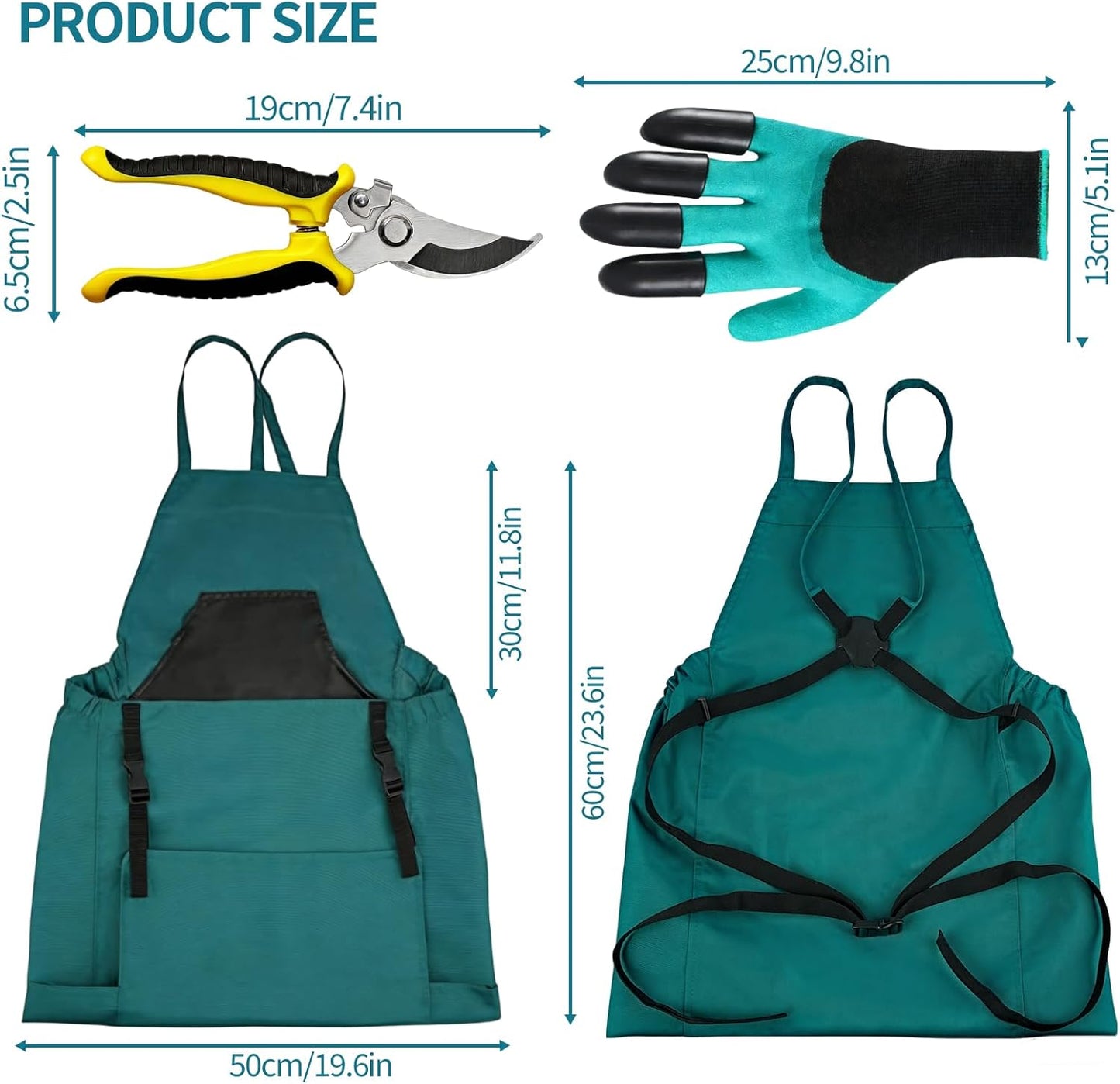 Gardening Apron with Pockets - 600D Waterproof Cross Back Apron for Women, Equipped with Pruning Shears & Gardening Gloves, Ideal for Harvesting, Pruning & Yard Work, Garden Gift