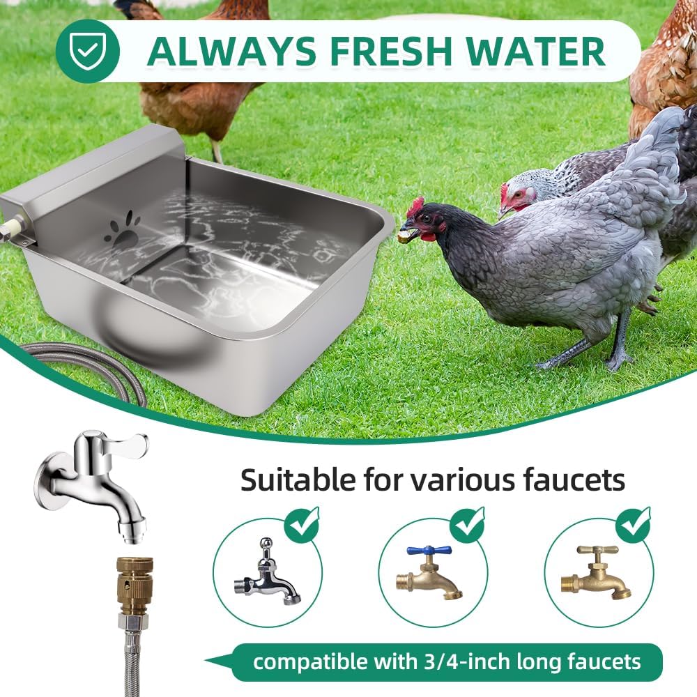 Automatic Dog Water Dispenser 23L/6Gal Capacity Large Water Bowl Auto Filling Water Fountain Stainless Steel for Large Pet Dog Chicken