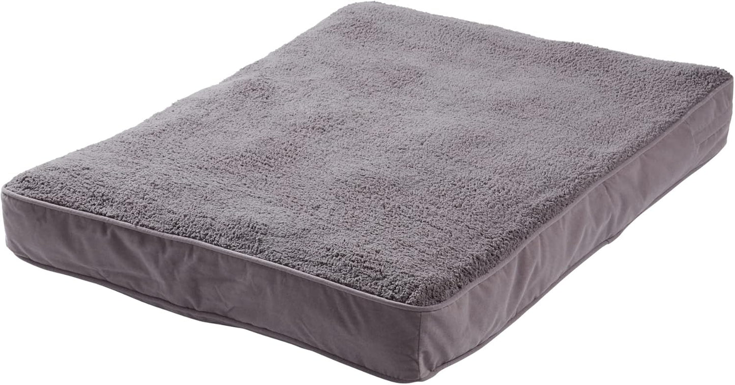 South Pine Porch Darla Deluxe Reversible Microfiber and Sherpa Supportive Rectangle Dog Bed with Removable, Machine-Washable Cover, Gray, Medium (42 in. x 30 in.)