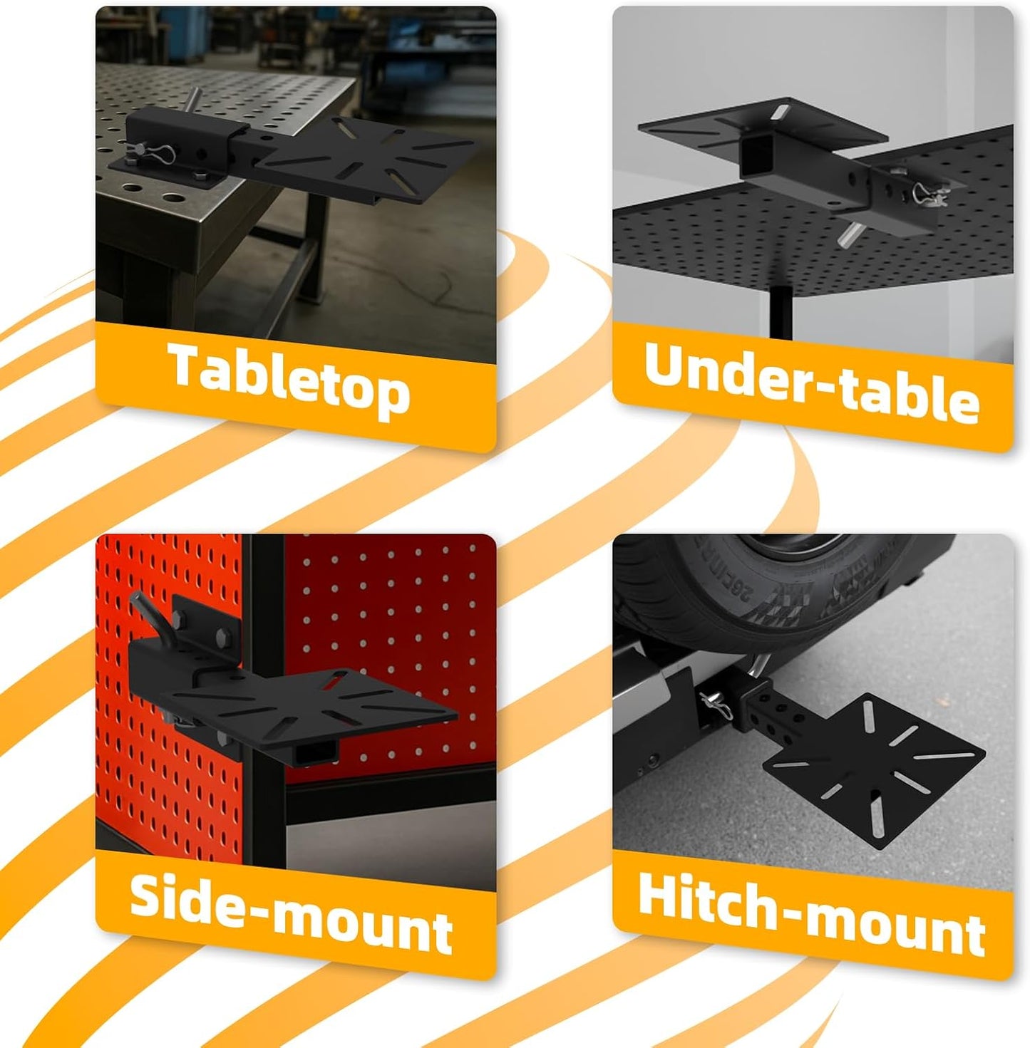 Hitch Vise Mount, Heavy-Duty Bench Grinder Stand & Trailer Hitch Vise Plate for 2-Inch Receiver, Adjustable Vise Stand for Winch Mount, Pipe Vise – Durable Hitch Accessories for Workbench & Mobile Use