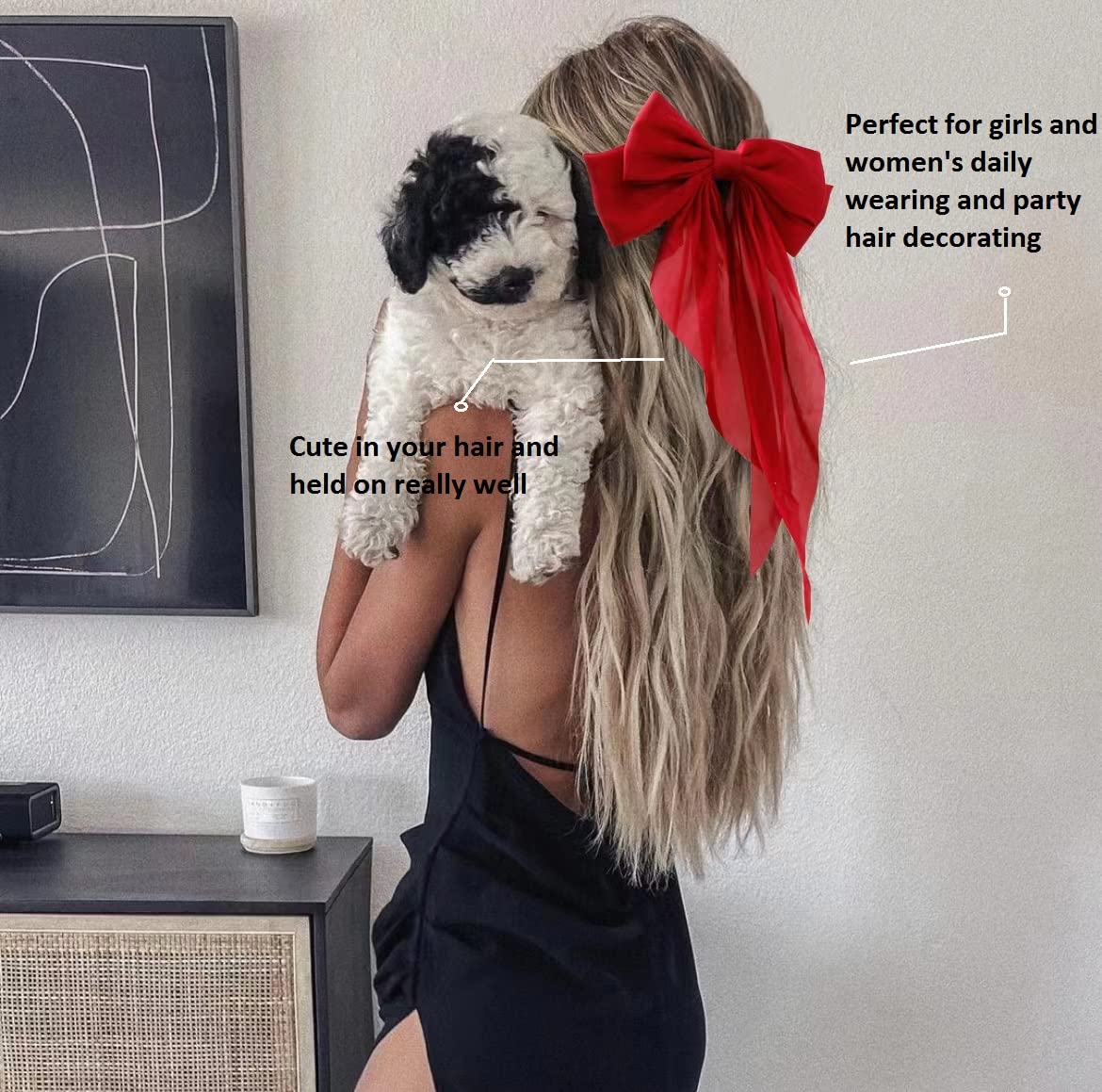 Hair Bows for Women Girls 8 PCS Hair Ribbon Bow Hair Clips with Long Tails Vintage Hair Accessories for Women