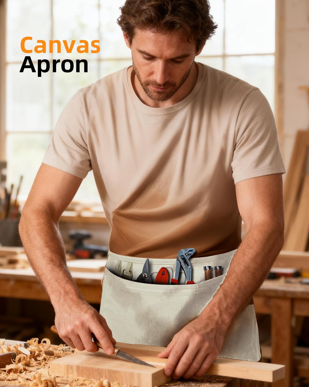 Canvas Work Waist Apron with 3 Pockets