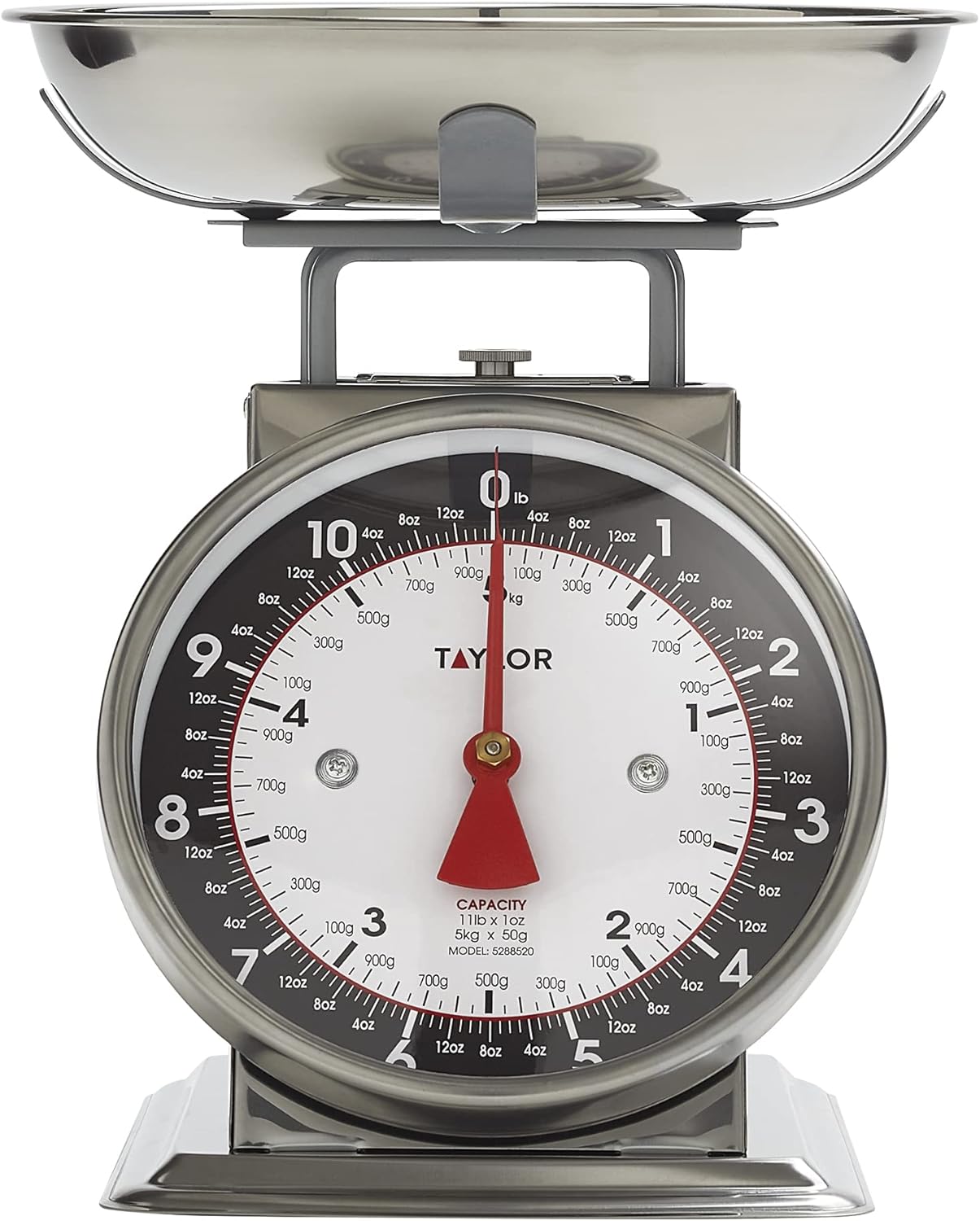 Taylor Mechanical Kitchen Food Scale with Bowl, Weighs Up to 11lbs, Measures in Grams and Ounces, Analog Cooking Scale for Baking, Black and Silver