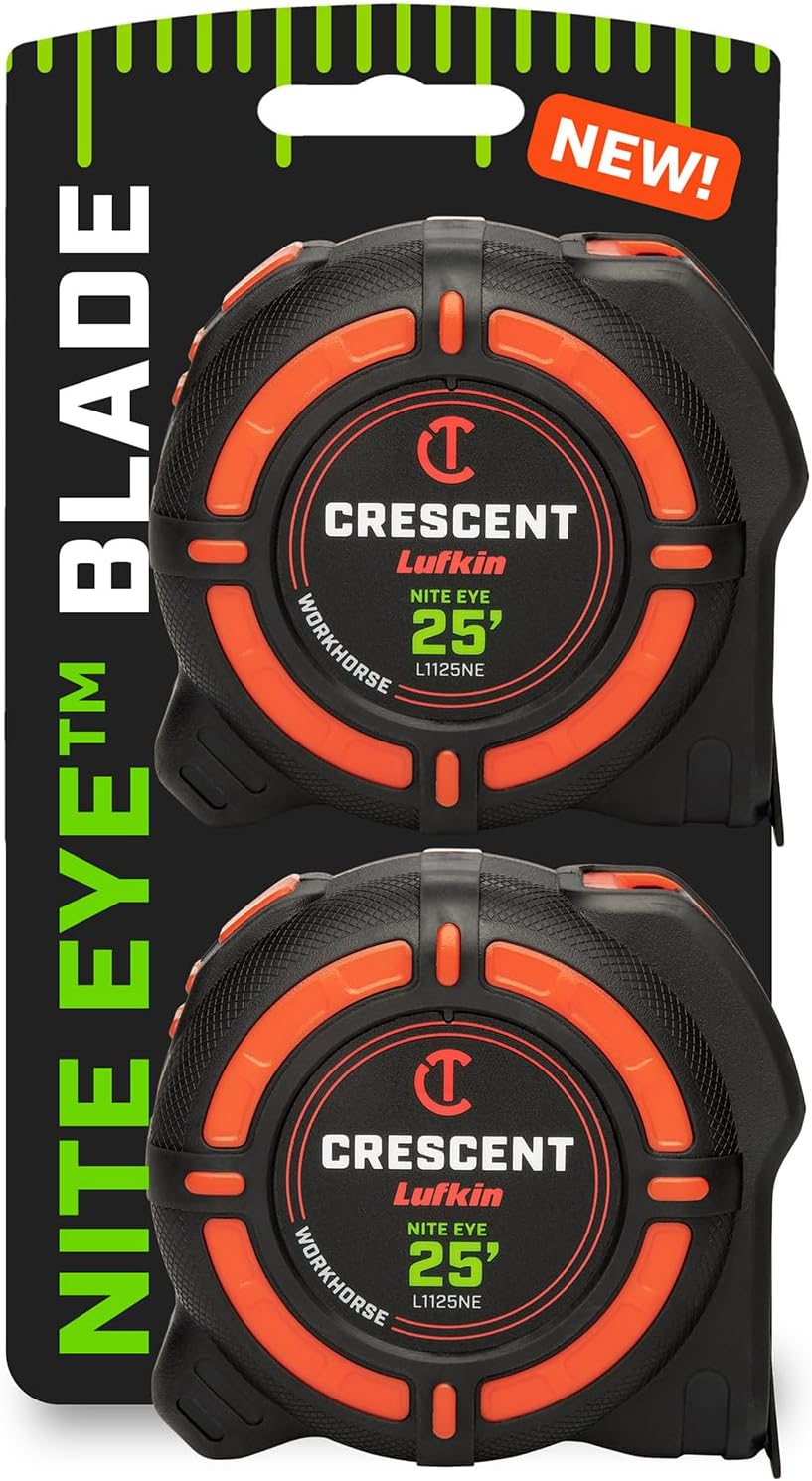 Crescent Lufkin 25 Ft. WORKHORSE NITE EYE Tape Measure | 2 Pack | L1125NESET2V