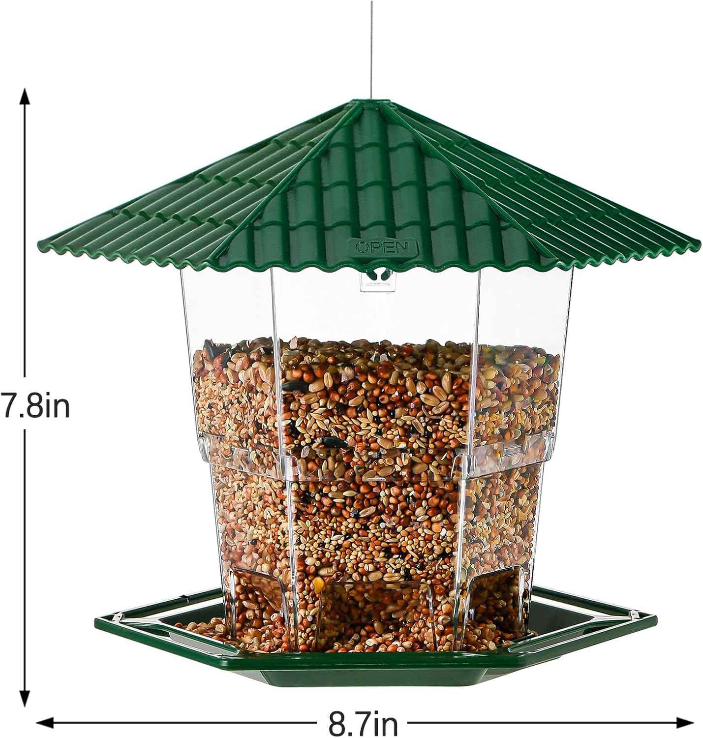 2 Pack Bird Feeders for Outdoors Hanging Bird Feeder Wild Birds Seed, Green BB