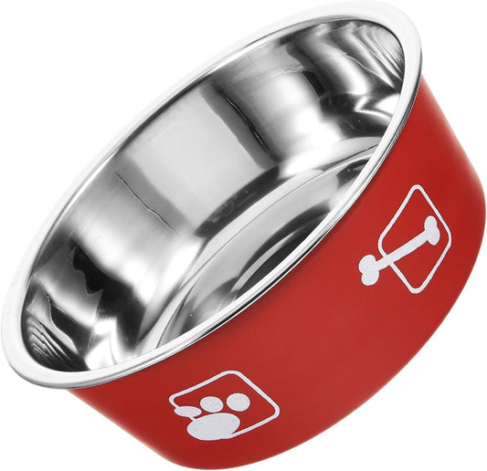 Milisten Stainless Steel Dog Food Bowl M Size Brick Red, Anti-Slip Portable Pet Feeder for Household Use, Spill-Resistant Dog Water and Feeding Dish