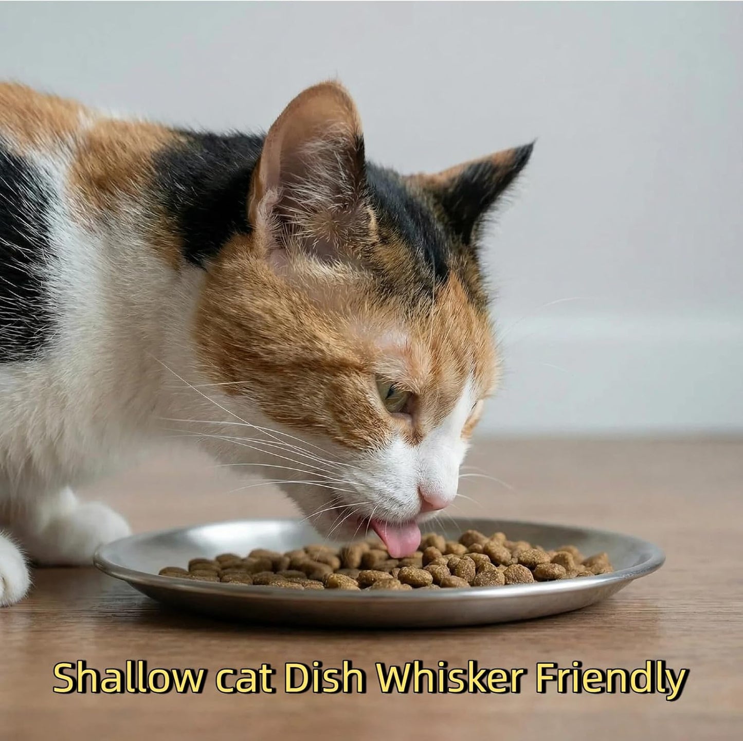 4-Pack Stainless Steel Cat Dish,Shallow cat Bowl,Cat Bowls Whisker Friendly,Grade 304 18/8, Dishwasher Safe,Easy to Clean