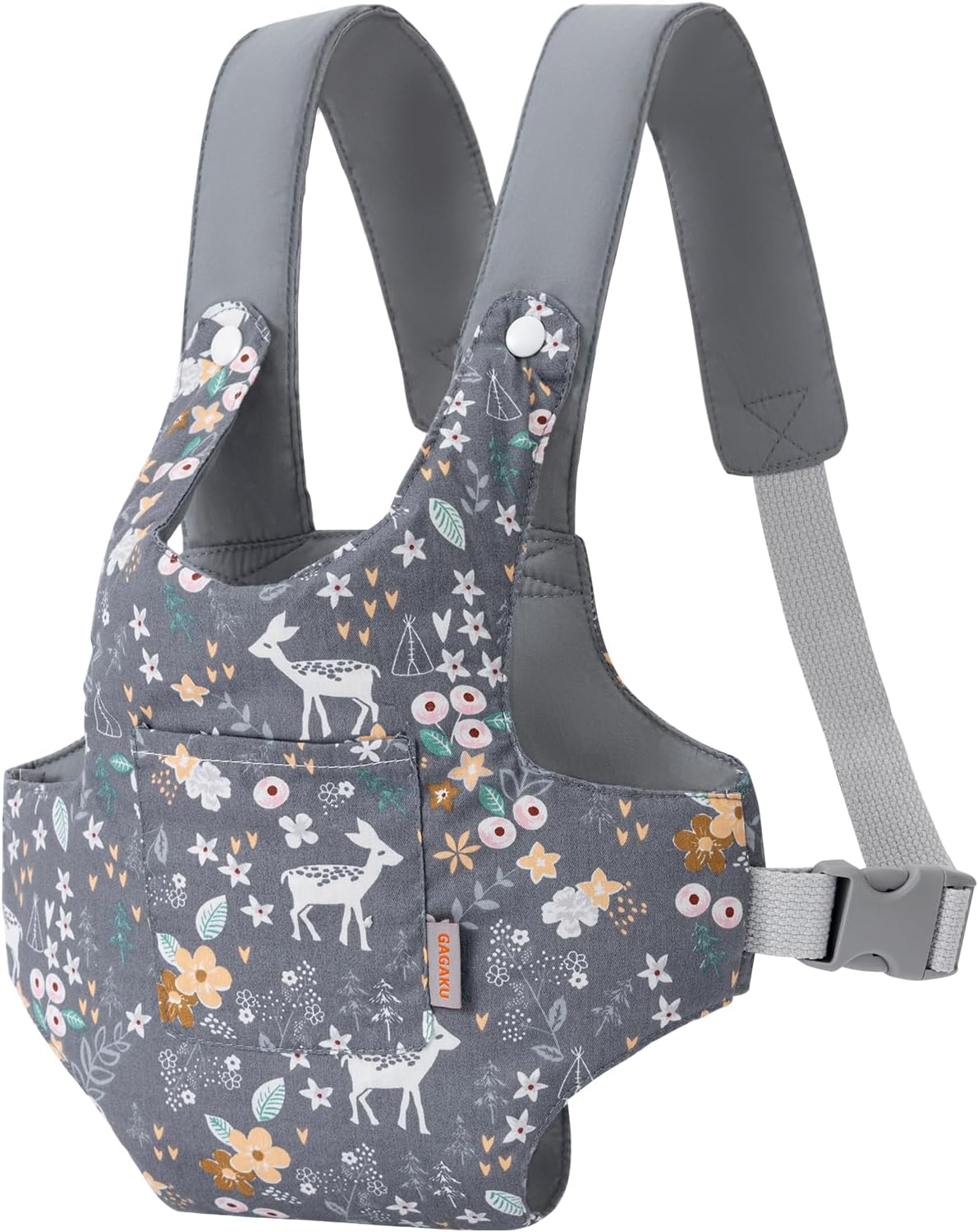 GAGAKU Toy Baby Carrier for Dolls Doll Accessory Stuffed Animal Carrier for Kids with Adjustable Straps - Gray - Deer