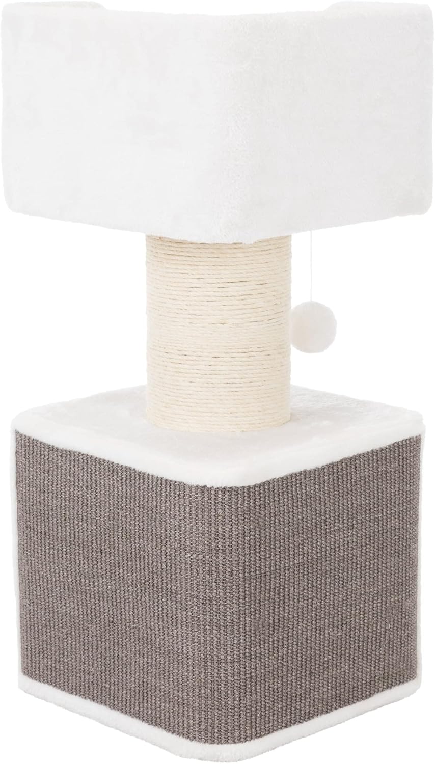 Trixie Ava Cat Tree – Cat Tower with Condo & Thick Scratching Post, Includes Removable Cushions – Indoor Cat Furniture for Scratching & Climbing – Gray, 16.5" x 16.5" x 33.9"