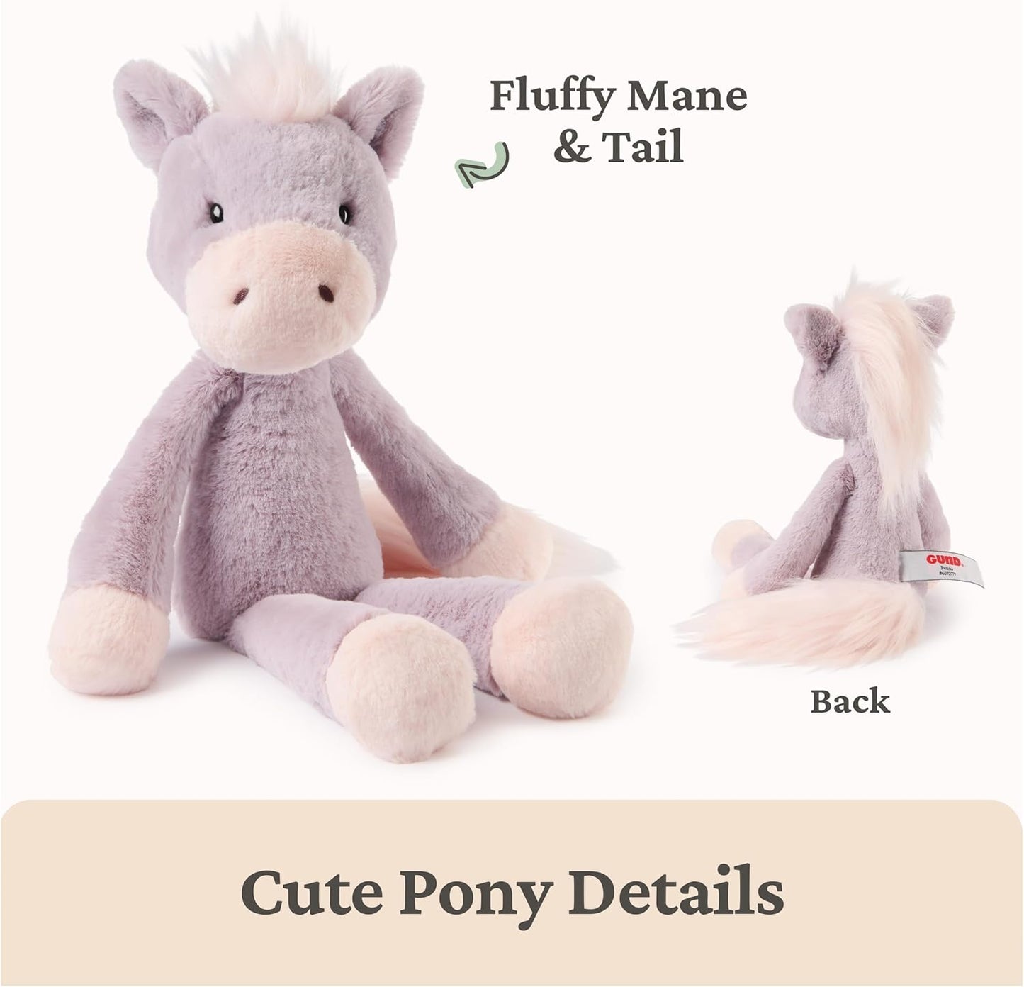 GUND Take-Along Friends Plush, Penni Pony Stuffed Animal, Toy Horse for Ages 1 and Up, Lilac, 15"