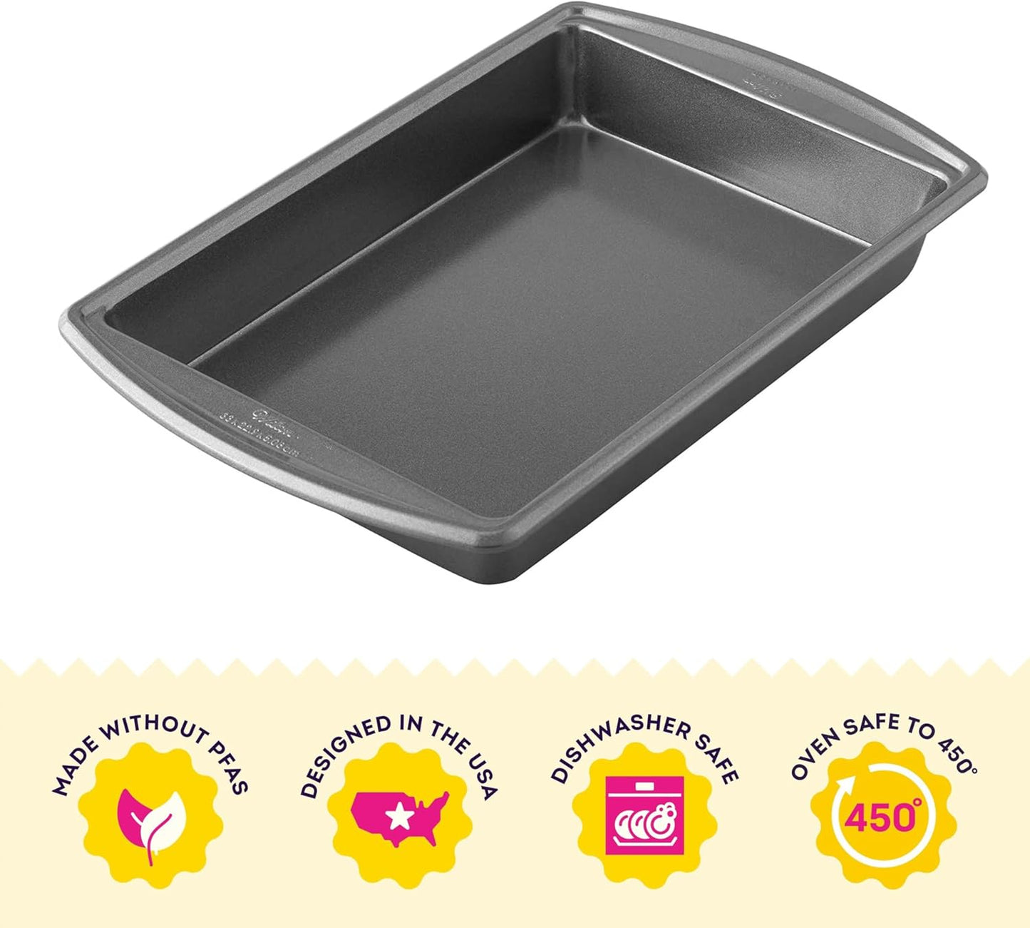 Wilton Platinum Non-Stick 13 x 9 Inch Oblong Baking or Roasting Pan, Cold-Rolled Steel Bakeware, Made without PFAS, Packaging May Vary