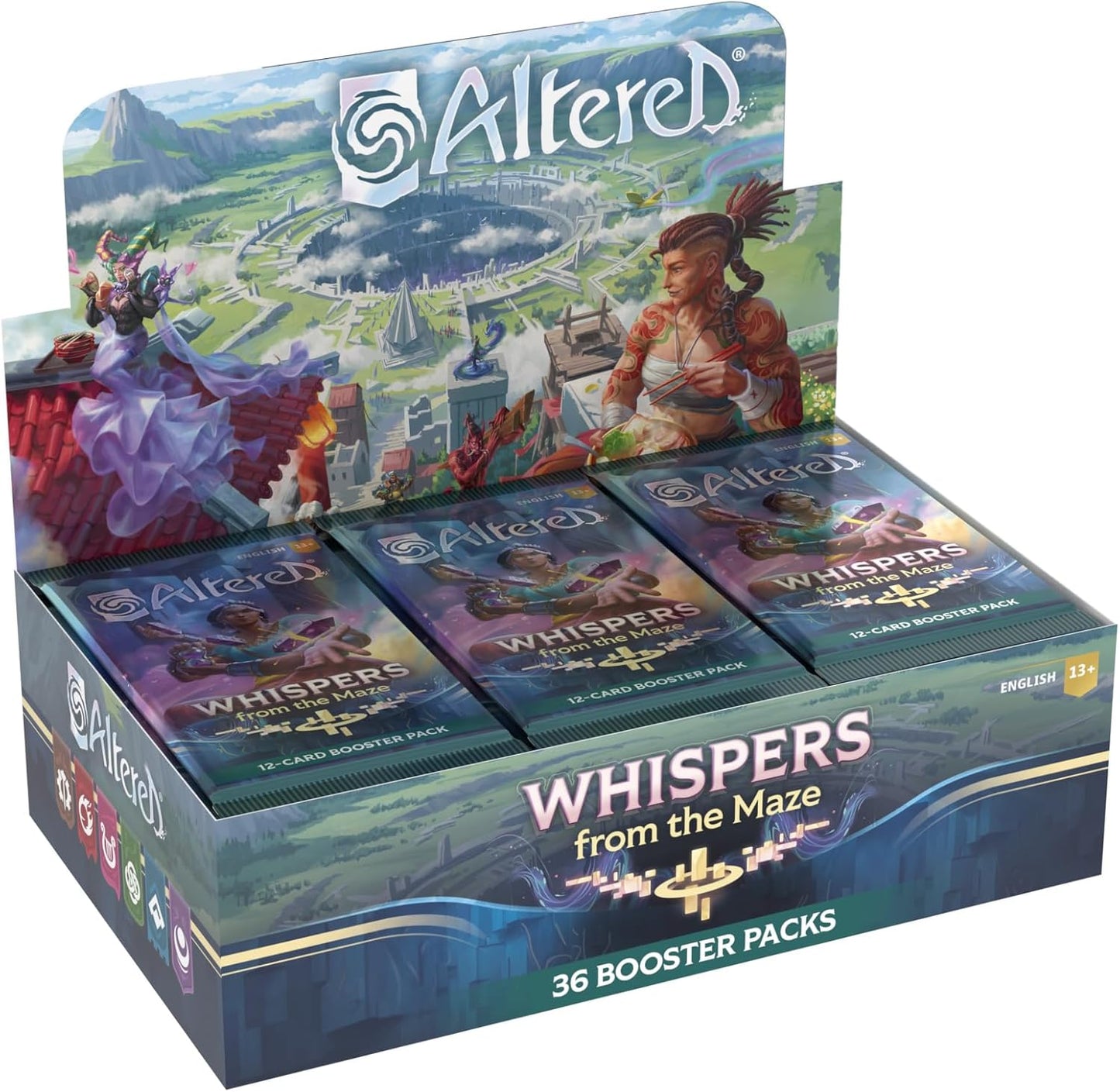 Altered Whispers from The Maze 36-Pack Booster Display - Unique Deck Building, Strategic Non-Combat Gameplay, Collectible Trading Card Game, Ages 13+, 2 Players, 20-30 Minute Playtime