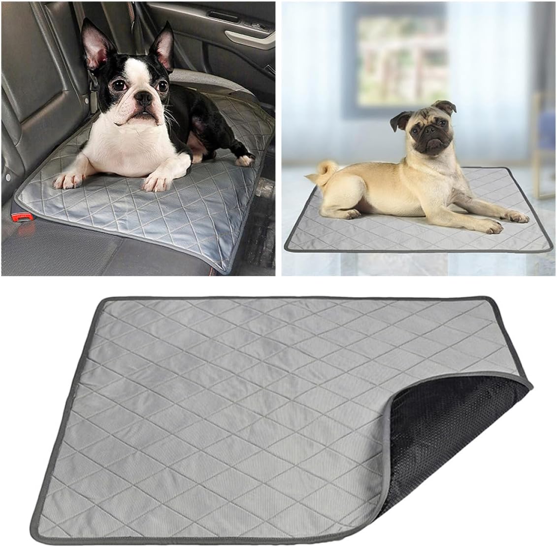 Milisten Large Dog Cooling Mat and Waterproof Urine Pad, Thick Polyester Anti-Slip Summer Cooling Bed Mat for Indoor Use, Fast-Drying Washable Pet Sleep Cushion