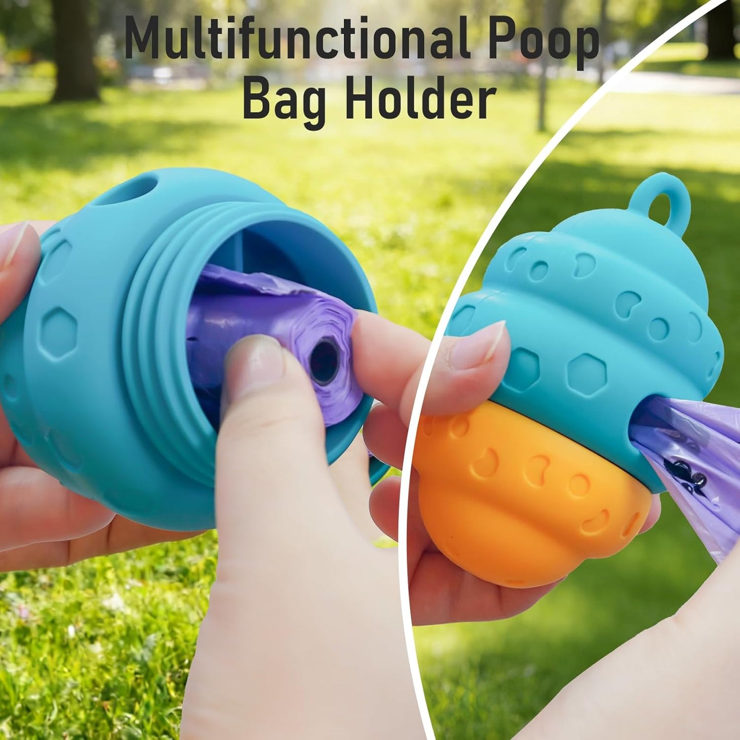 Dog Treat Toys for Medium Small Dogs, Silicone Dog Toy Treat Dispenser Slow Feeder Interactive Toys for Boredom, Enrichment Pet Toys Dispensing -Keep Them Busy- Outdoor with Buckle 1 Pack Blue