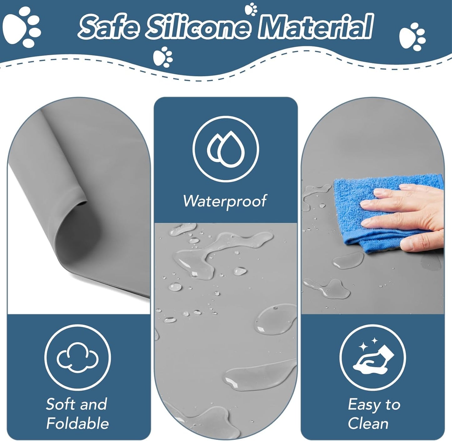 Pee Pad Holder for Dogs, 24" x 24" Non-Slip Silicone Puppy Pee Tray Mat with 4 Magnetic Clips, Reusable, No Spill Raised Lip High Edge, Leak-Proof Puppy Toilet Training Pad for Indoor Floor Protection