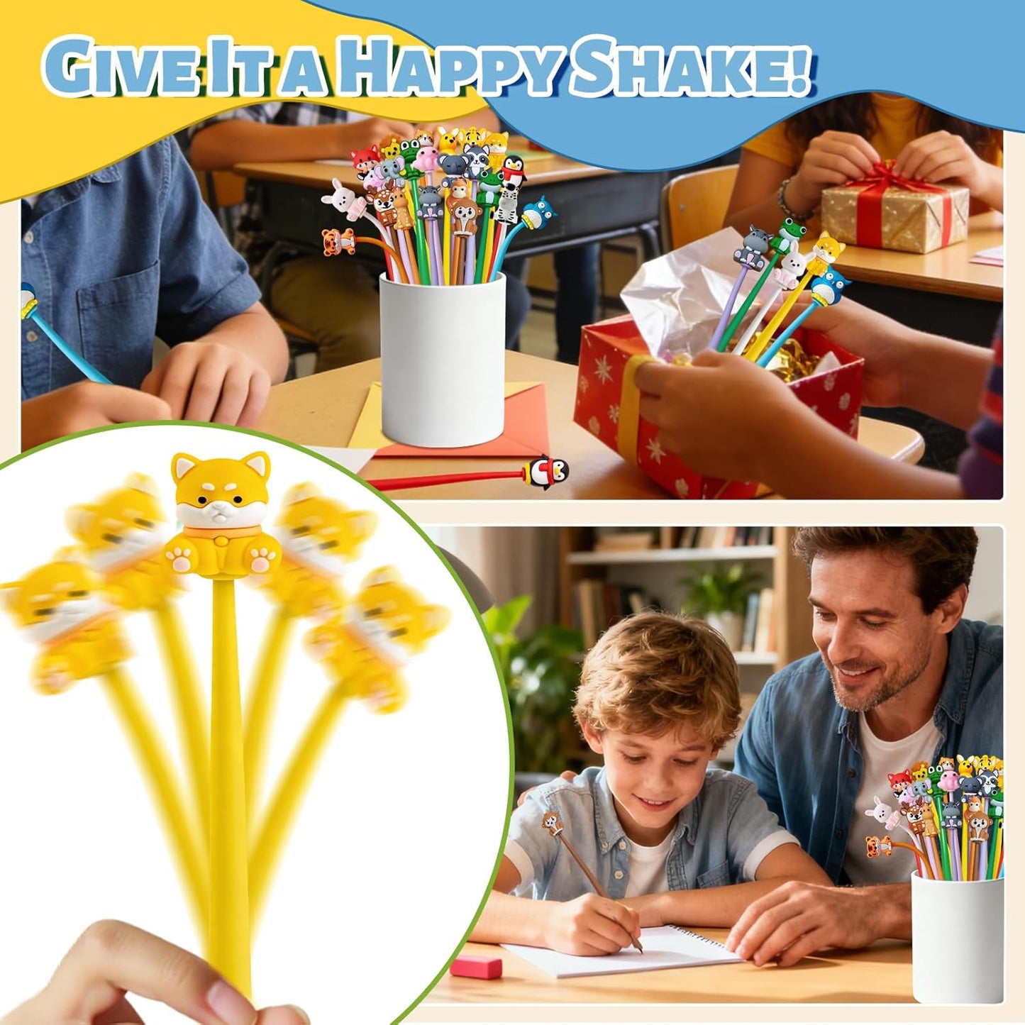 Animal Pens Cute Pens Assorted Fun Gel Ink Pen for Birthdays, Classroom Prizes, School, Office Supplies (Animal, 24)