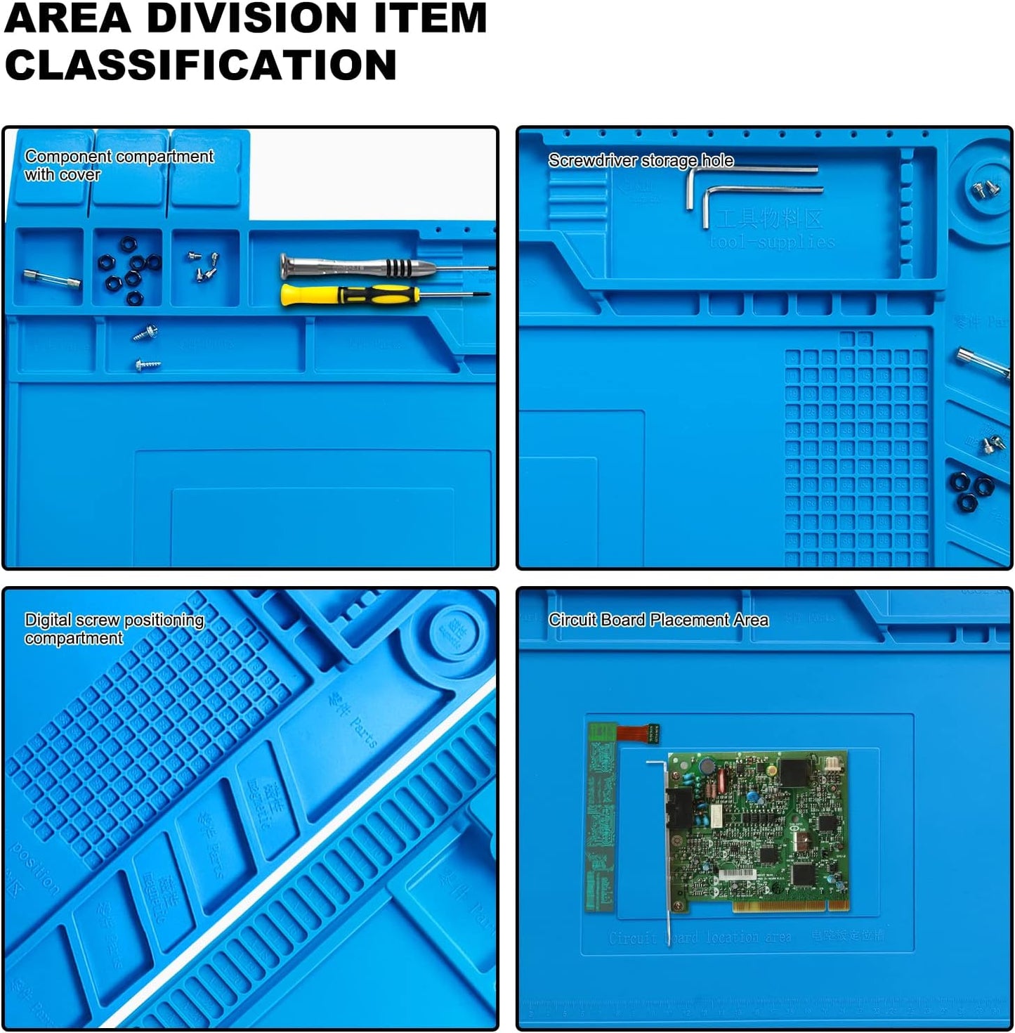 Premium Heat Resistant Solder Pad, Large Anti-static Magnetic Silicone Pad, Repair Pad With Scale, for Cell Phone, Computer and Other Electronic Repairs, 17.7 "*11.8", Blue