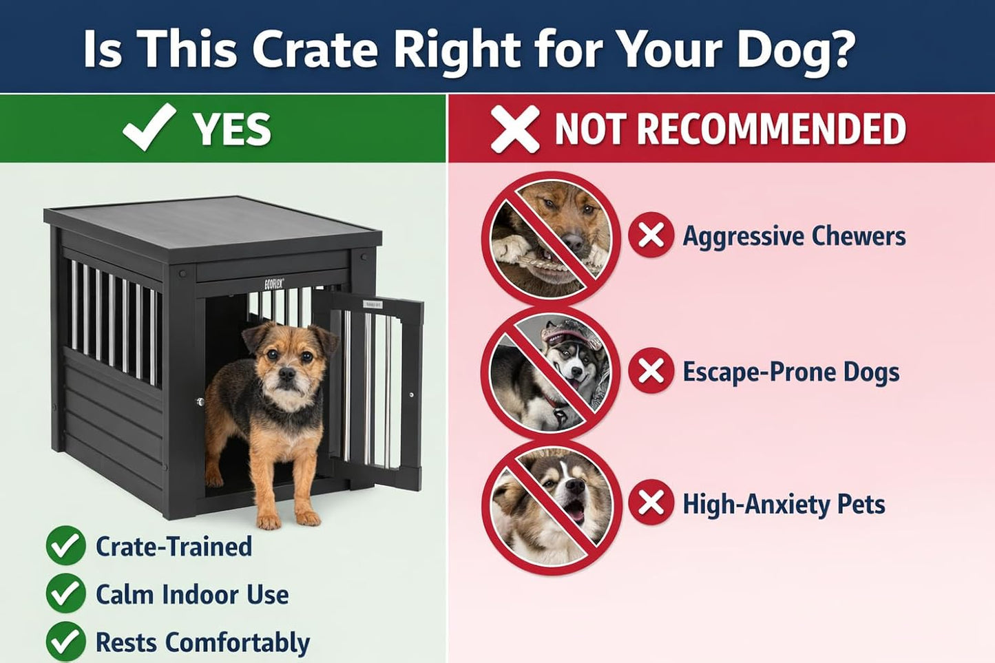 New Age Pet ECOFLEX InnPlace Dog Crate & End Table, Indoor Furniture Style Pet Kennel for Small, Medium, Large & XL Dogs, Durable Composite, Espresso Black, Medium