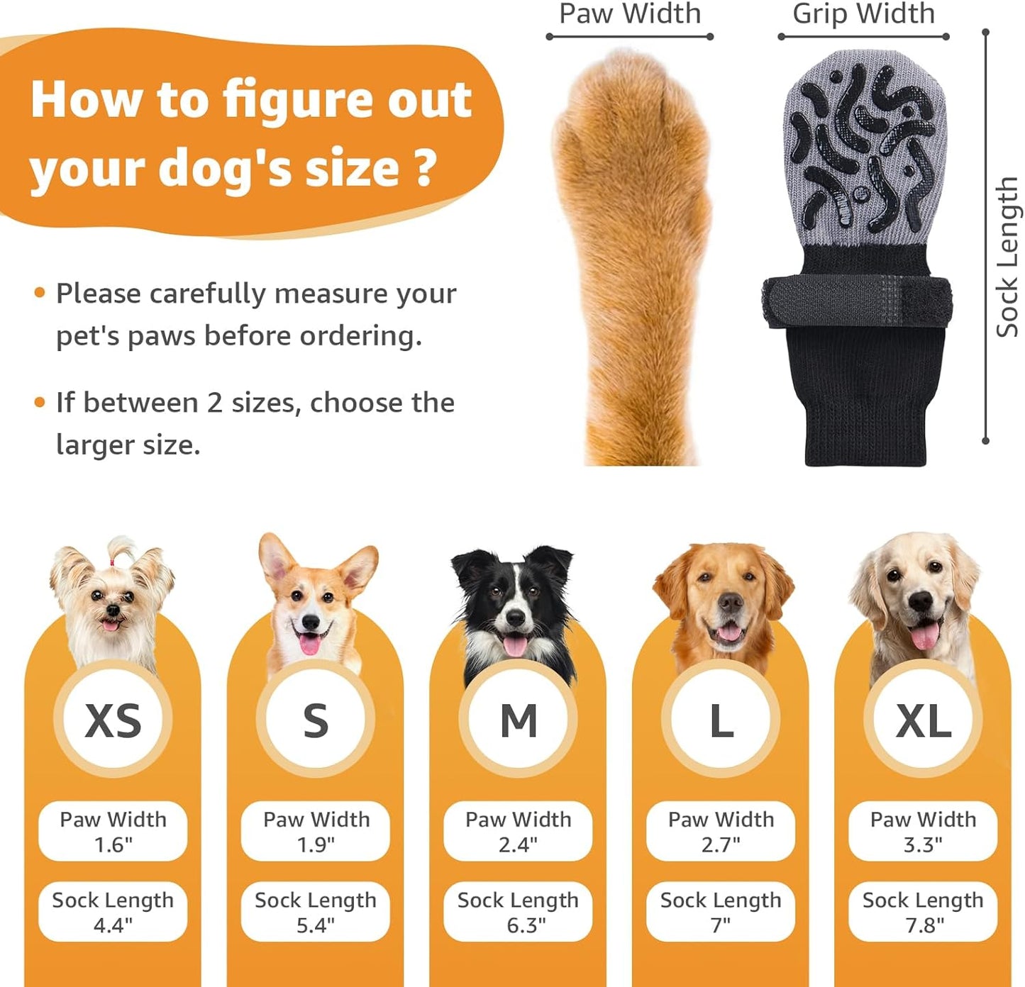 Non Slip Dog Socks to Prevent Licking Paws - Strong Traction for Hardwood Floors, Senior Dogs, Paw Protector, Prevent Scratching, Double Sides Anti Slip Dog Socks - Size Large