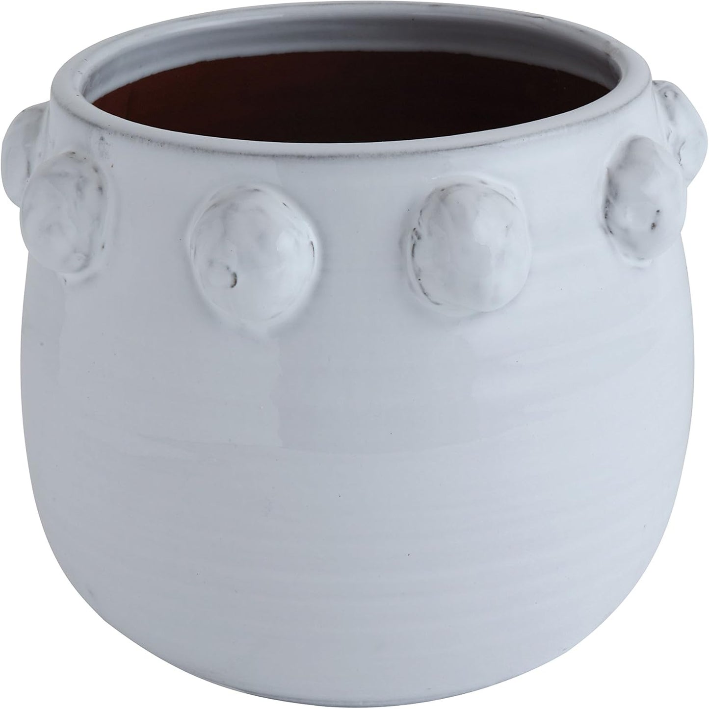 Creative Co-Op White Terracotta Planter with Bubble Design at Top