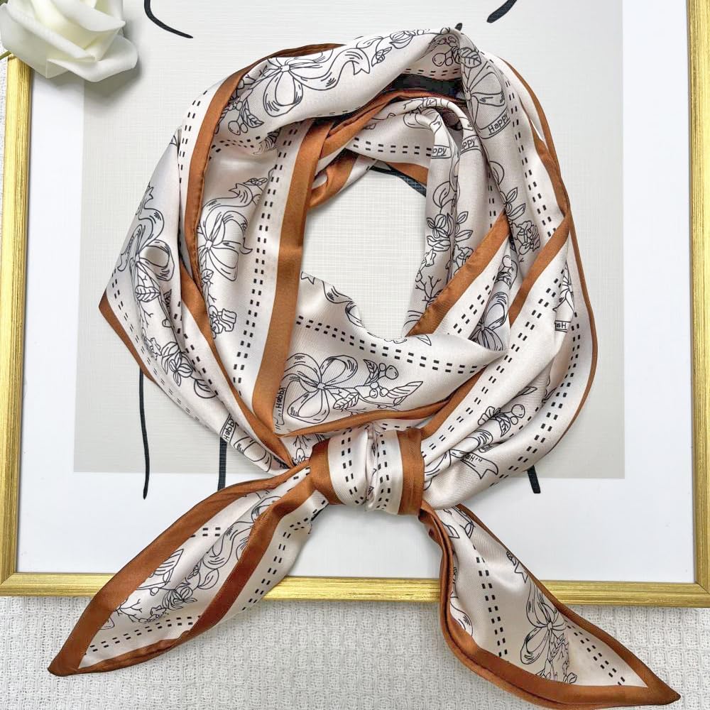 Julunar Hair Scarf for Women Silky Long Neck Head Scarves Purse Bag Scarfs for Handbag Satin Headscarf