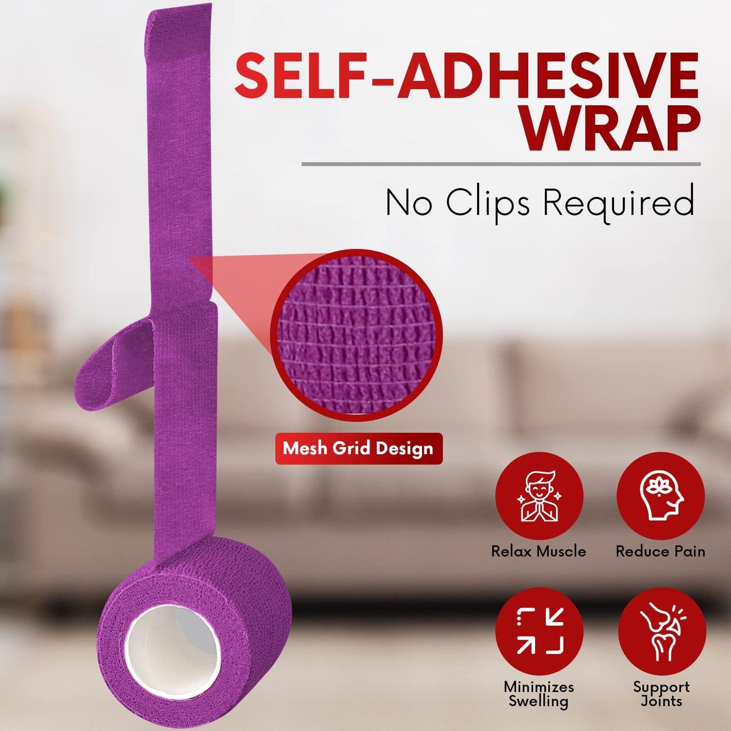 HEALQU Self Adhesive Bandage Wrap – 12 Rolls 2in x 5yd Cohesive Tape for Athletic and Sports - Self Adherent Medical Tape, Flexible, Elastic Bandages Multicolor for Wrist & Ankle Vet Wrap for Dogs