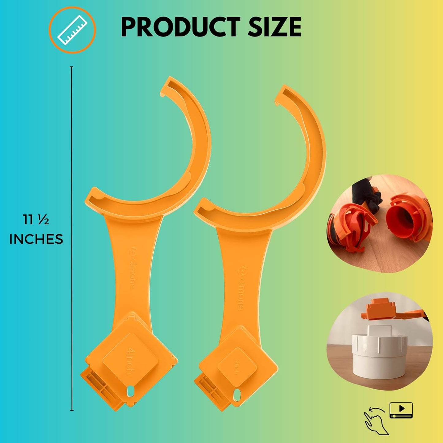 2 PCS RV Sewer Hose Wrench, Multi-Purpose RV Sewer Hose Wrench, RV Sewer Cleanout Cap Removal Wrench, Fit Most 3-Inch and 4-Inch Male/Female Camper Sewer Caps for Black Water Tank, Orange
